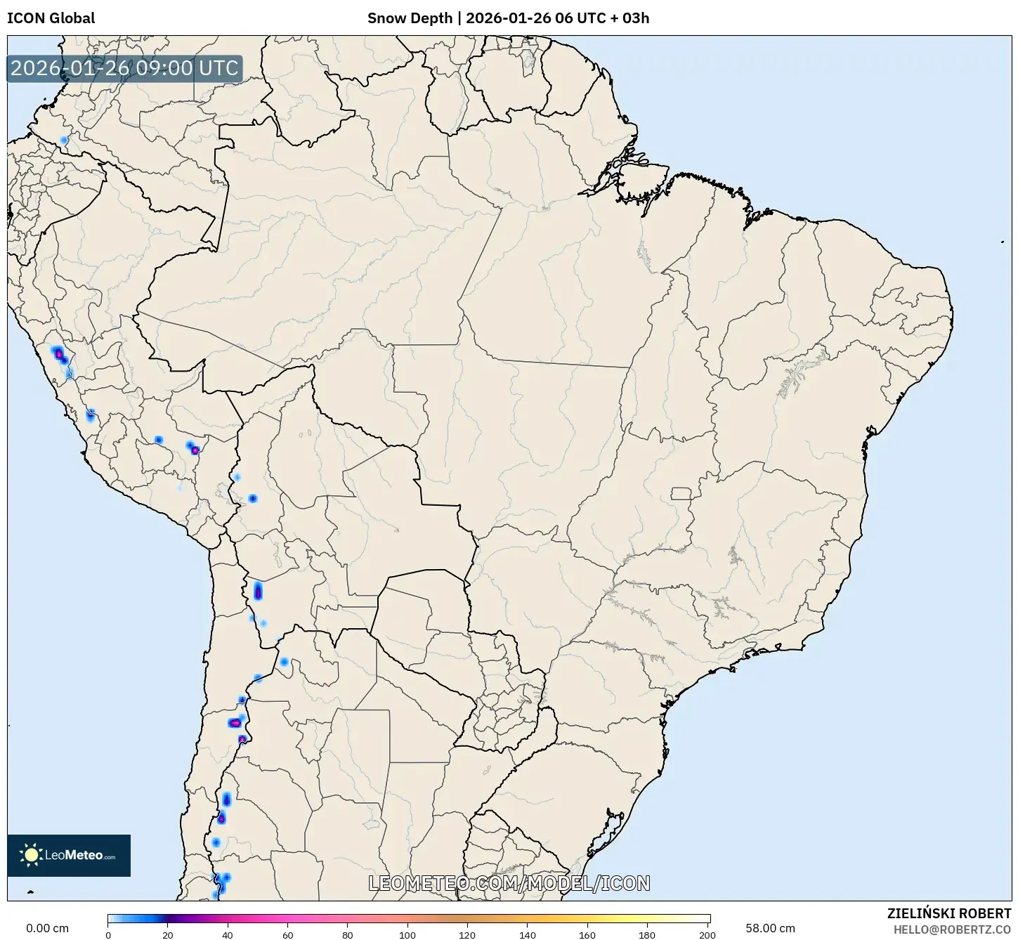 ICON model - Brezilya, Kar Kalınlığı