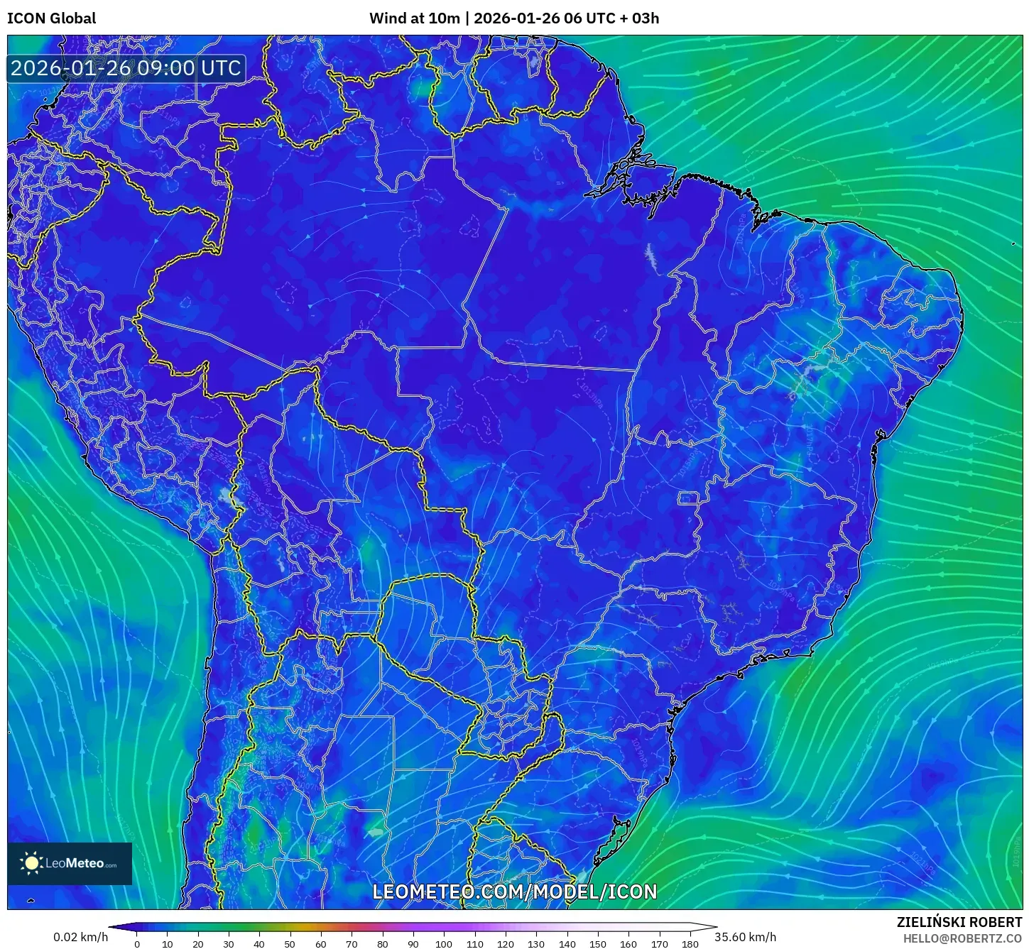 ICON model - Brezilya, 10 m Rüzgâr
