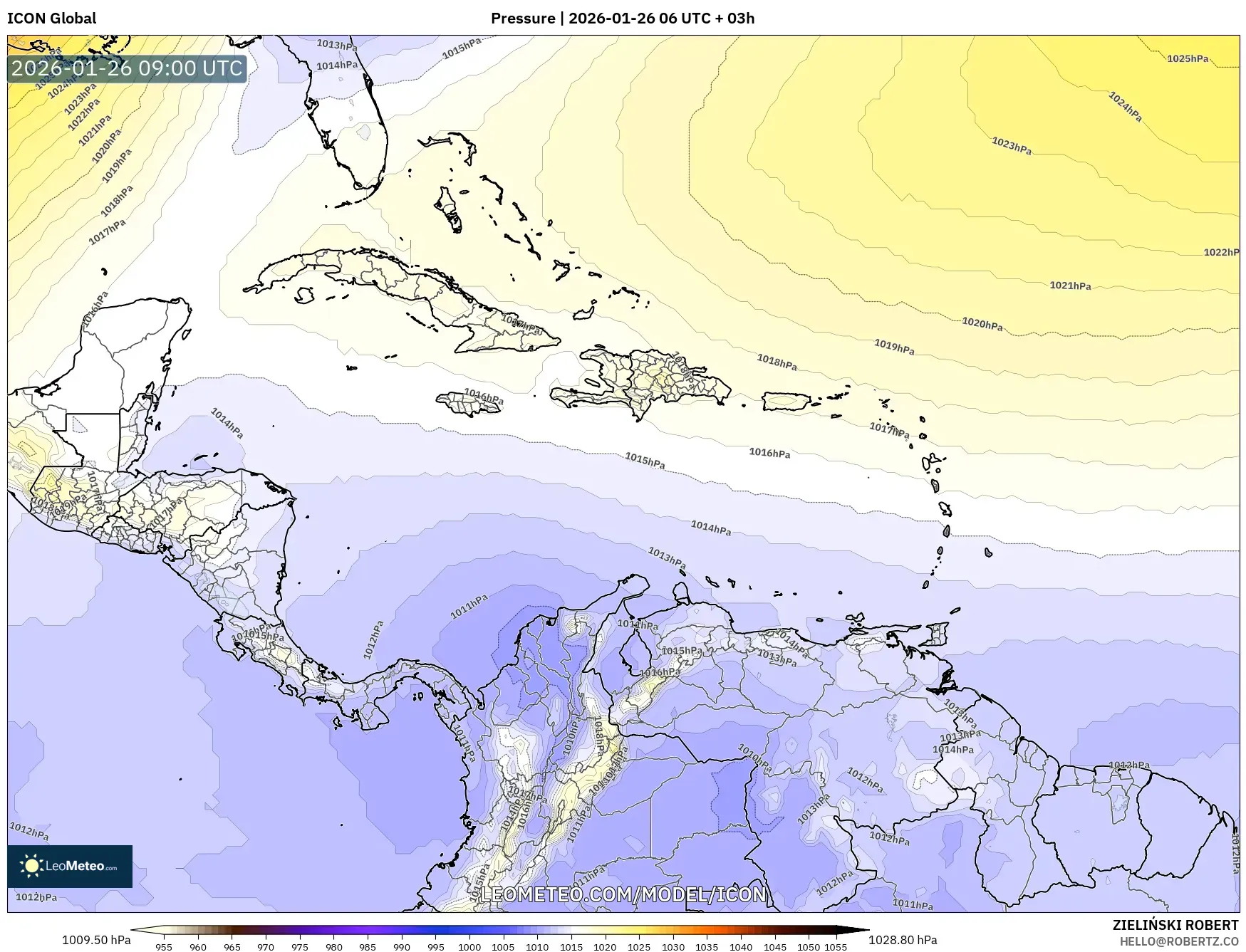 ICON model - Karayipler, Basınç