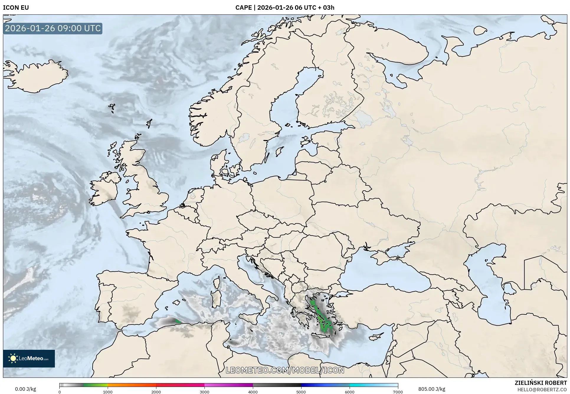 ICON model - Avrupa, CAPE