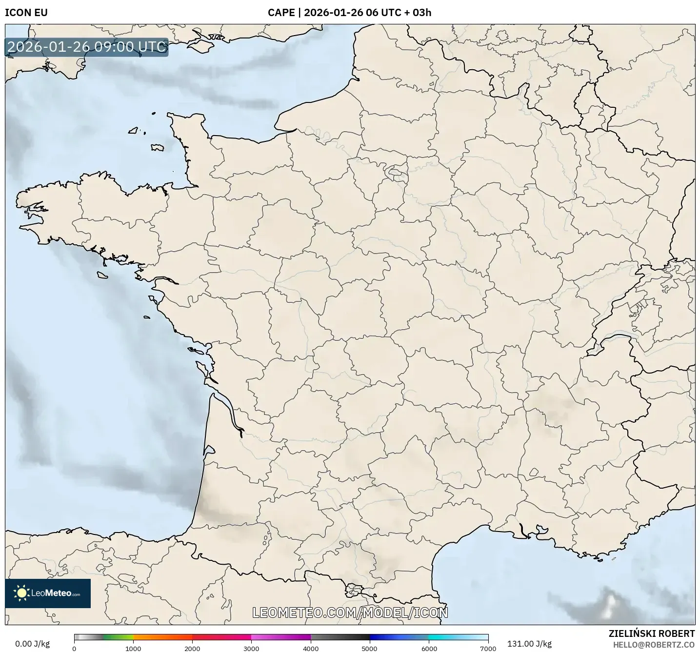 ICON model - Fransa, CAPE