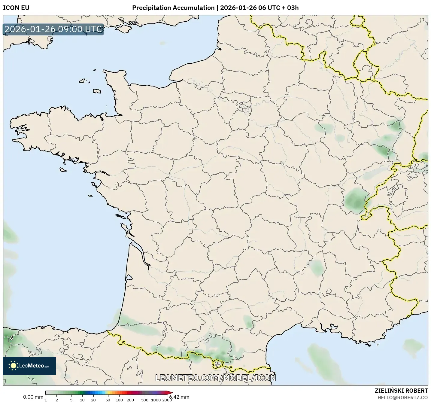 ICON model - Fransa, Yağış Birikimi