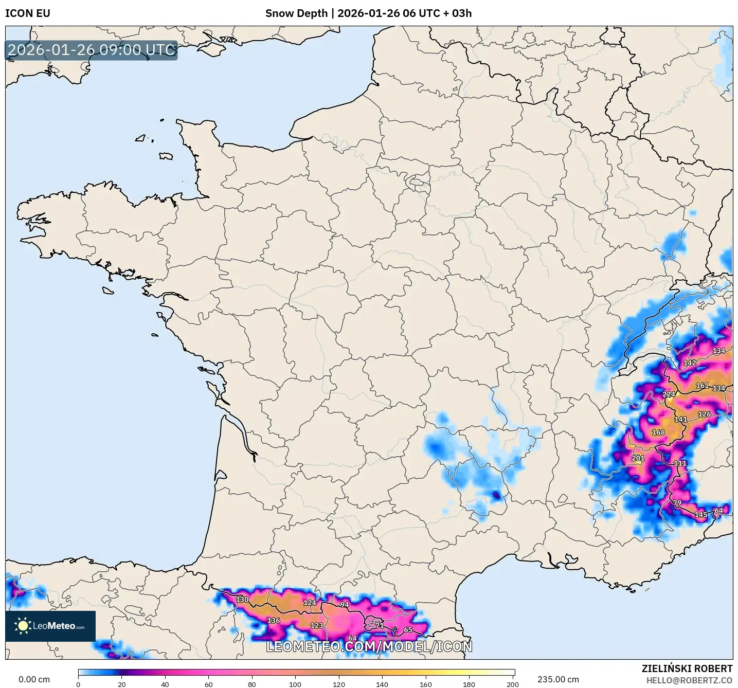 ICON model - Fransa, Kar Kalınlığı