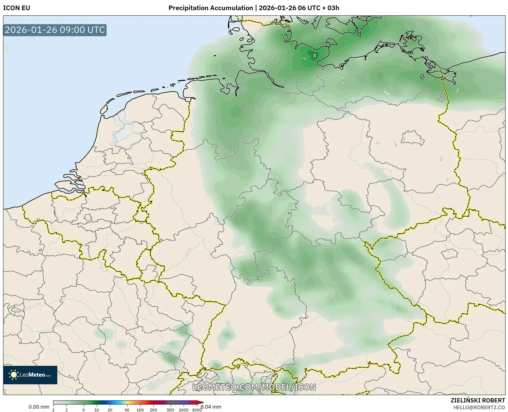 ICON model - Almanya, Yağış Birikimi