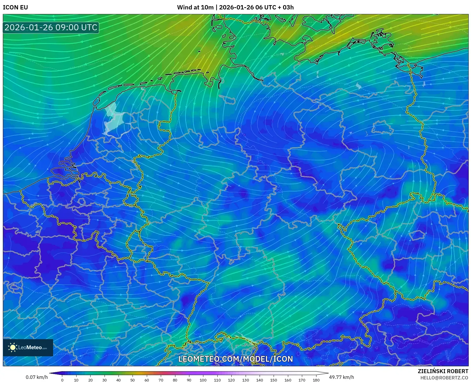 ICON model - Almanya, 10 m Rüzgâr