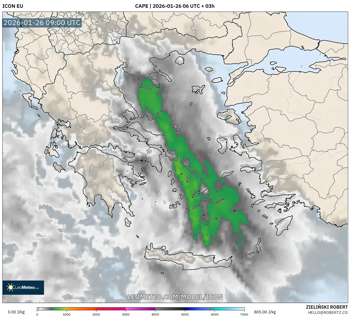 ICON model - Yunanistan, CAPE