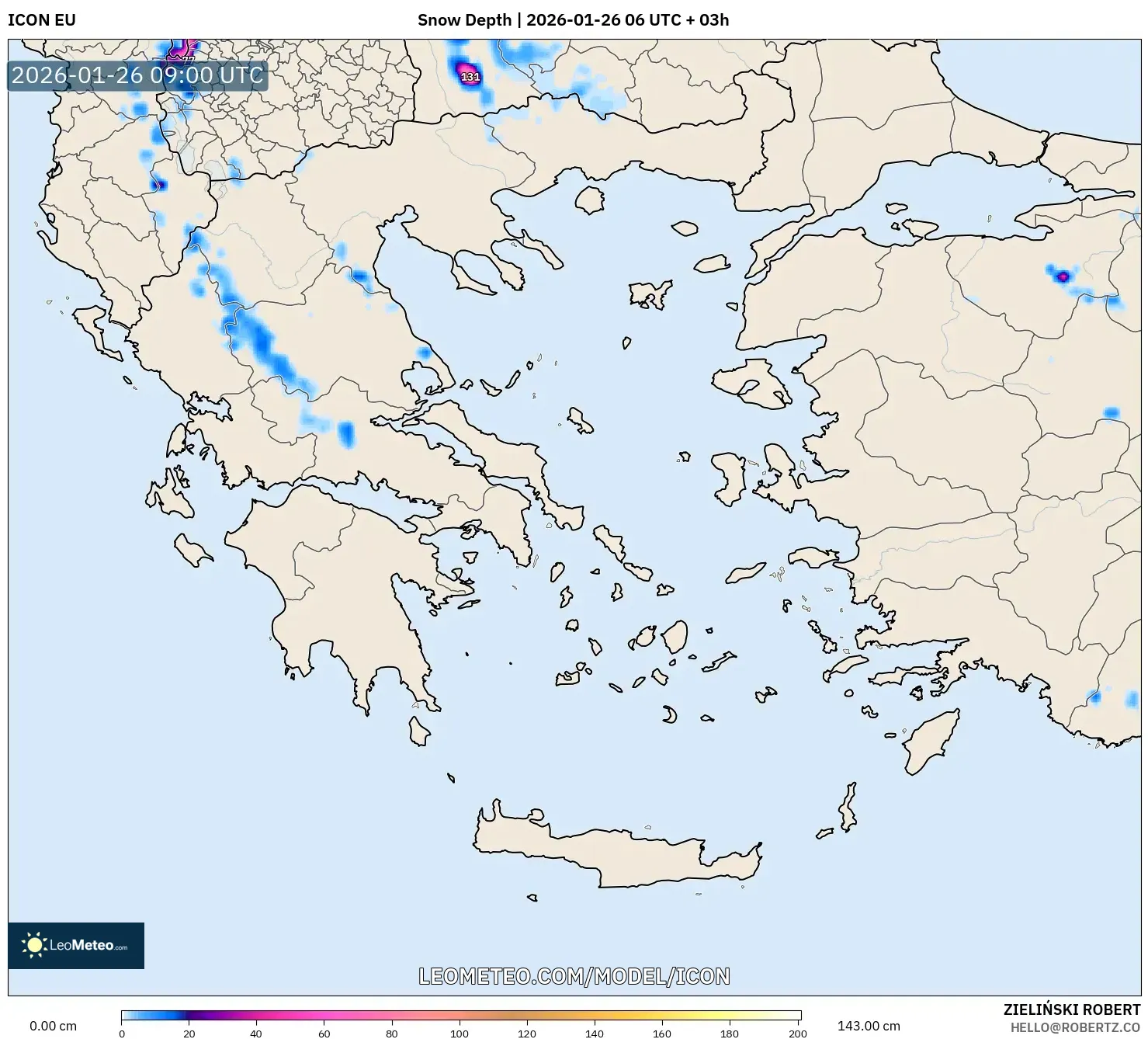 ICON model - Yunanistan, Kar Kalınlığı