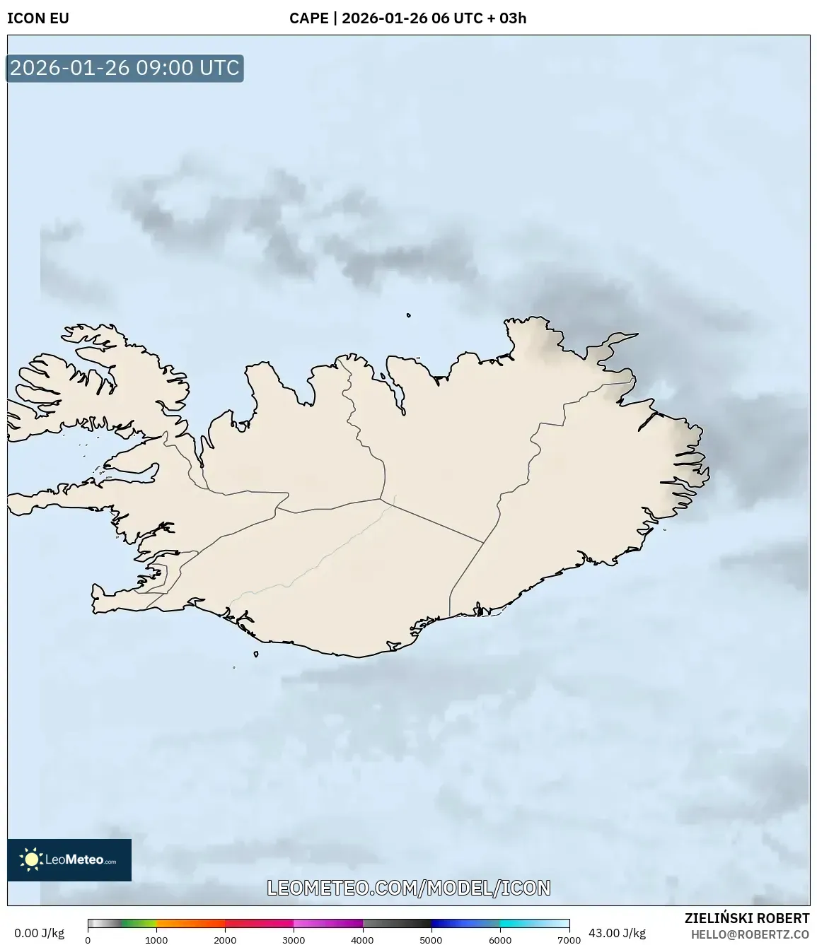 ICON model - İzlanda, CAPE