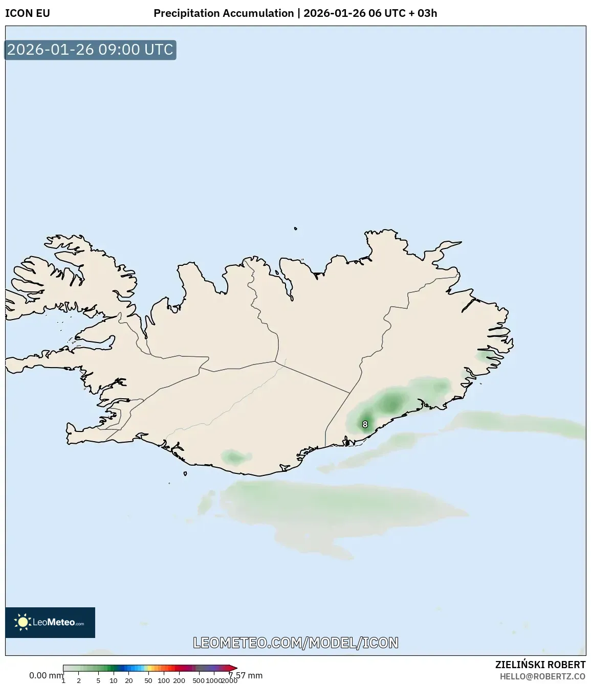 ICON model - İzlanda, Yağış Birikimi