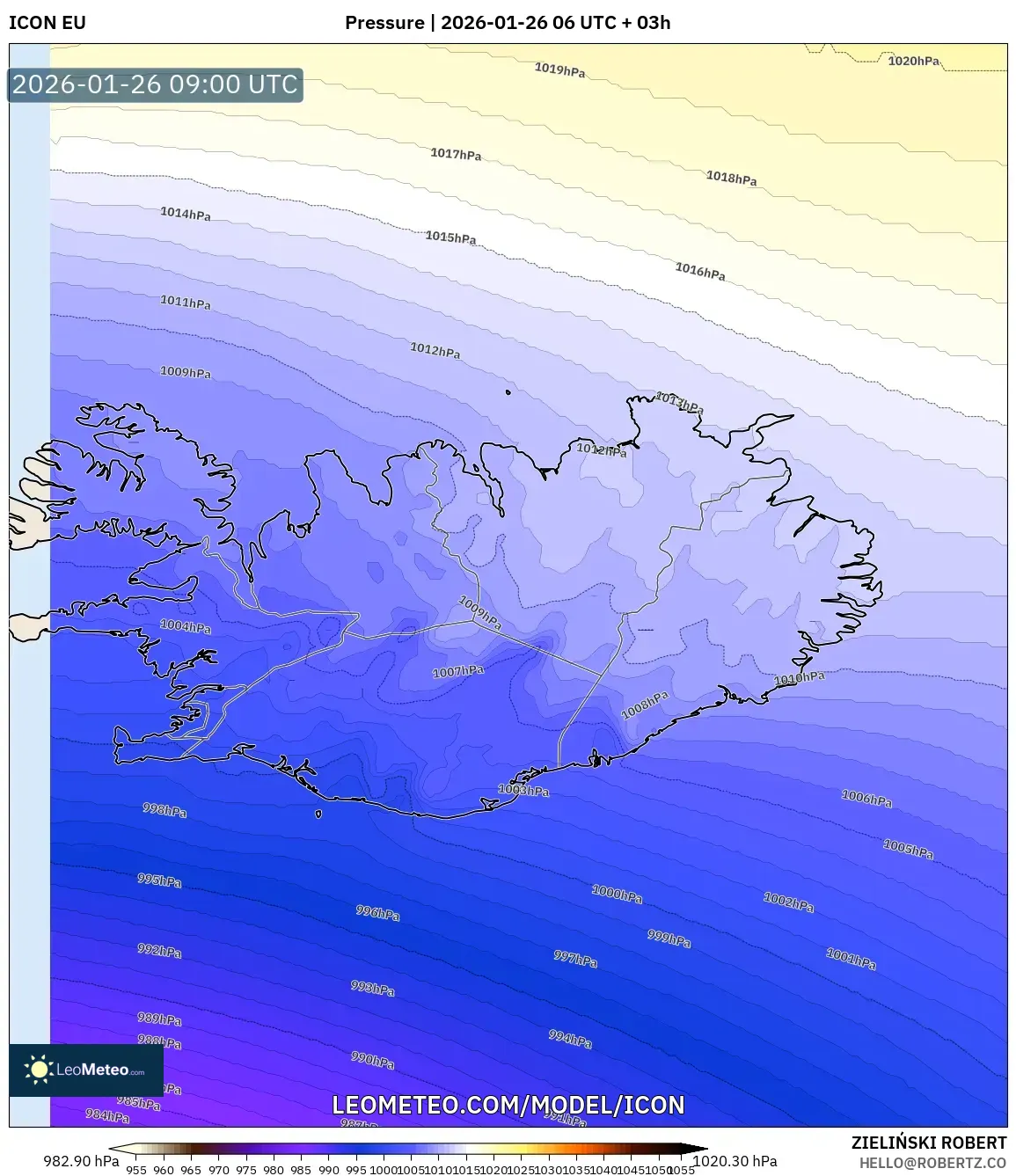 ICON model - İzlanda, Basınç
