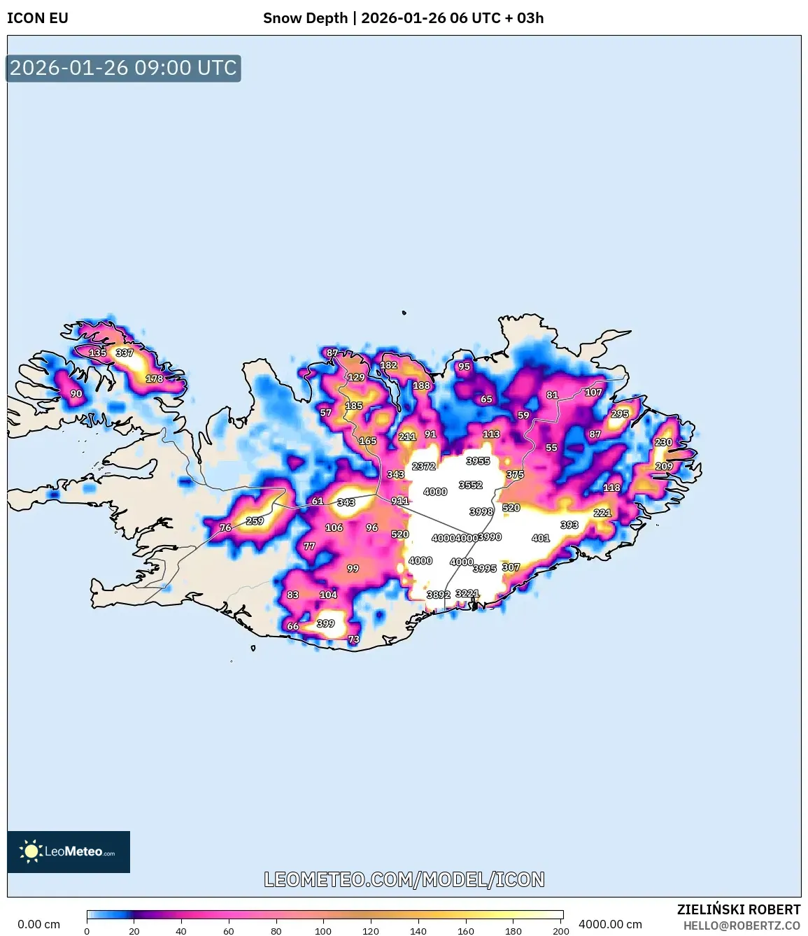 ICON model - İzlanda, Kar Kalınlığı