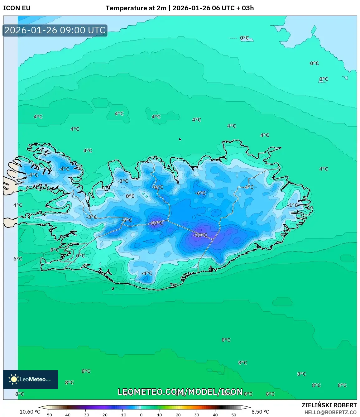 ICON model - İzlanda, 2 m Sıcaklık