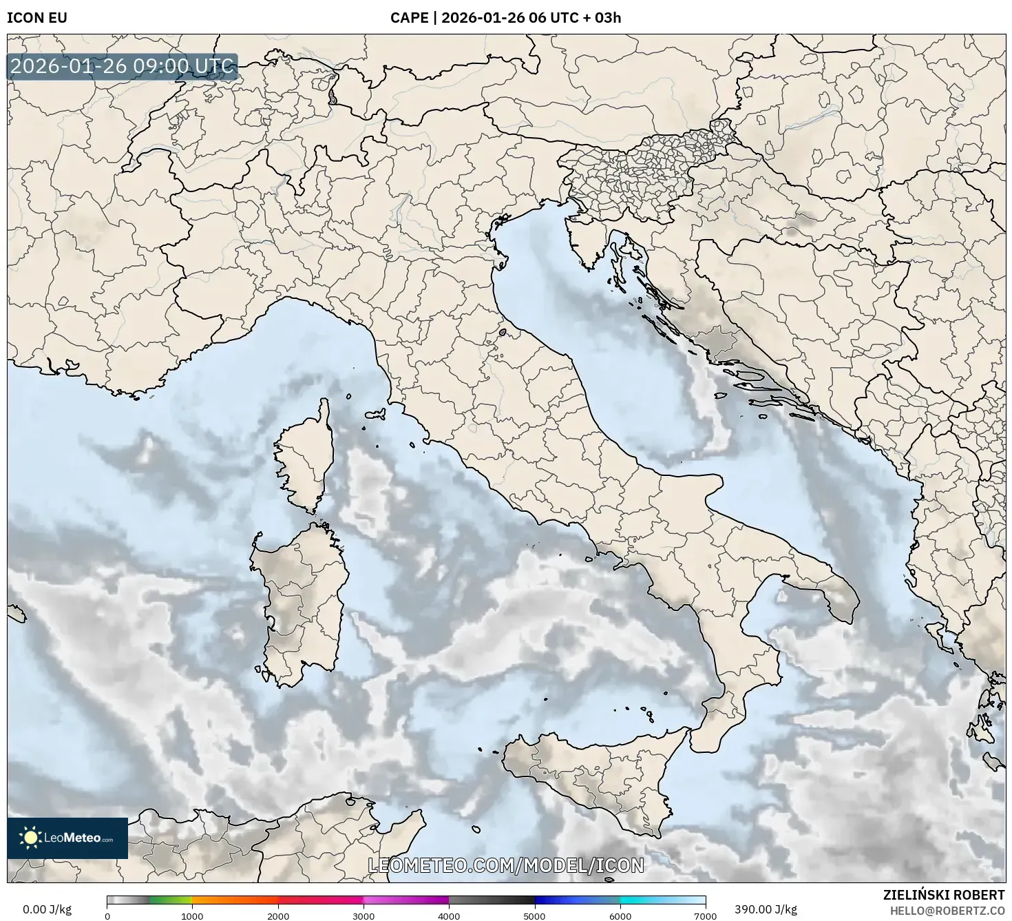 ICON model - İtalya, CAPE