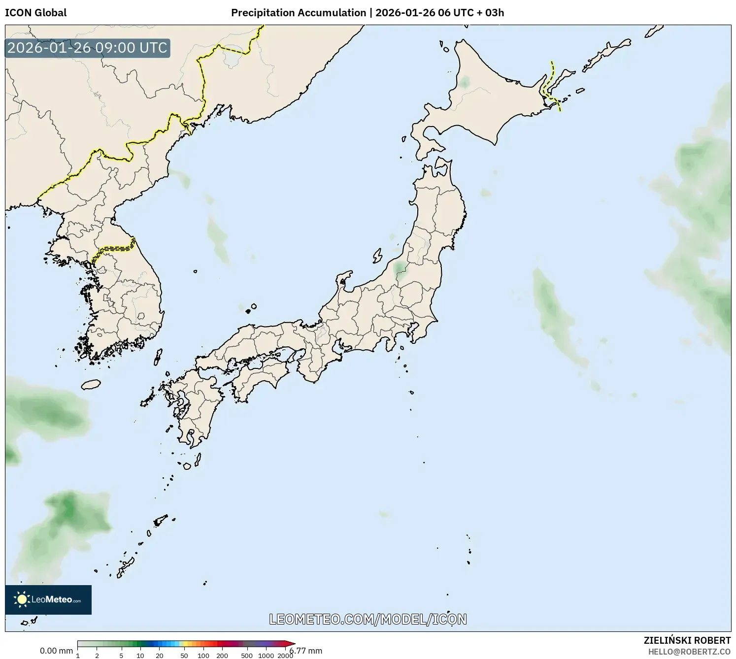 ICON model - Japonya, Yağış Birikimi