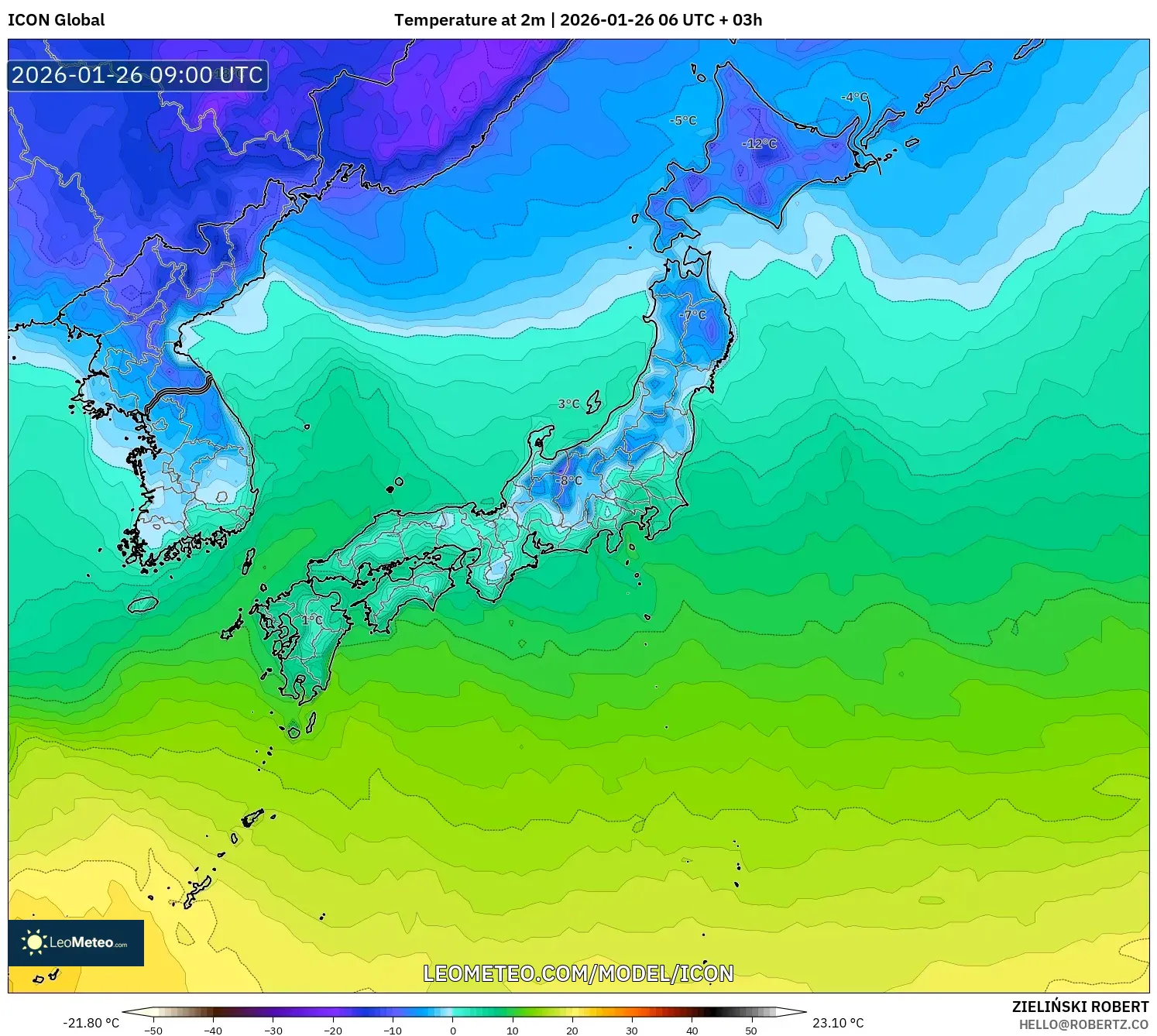 ICON model - Japonya, 2 m Sıcaklık