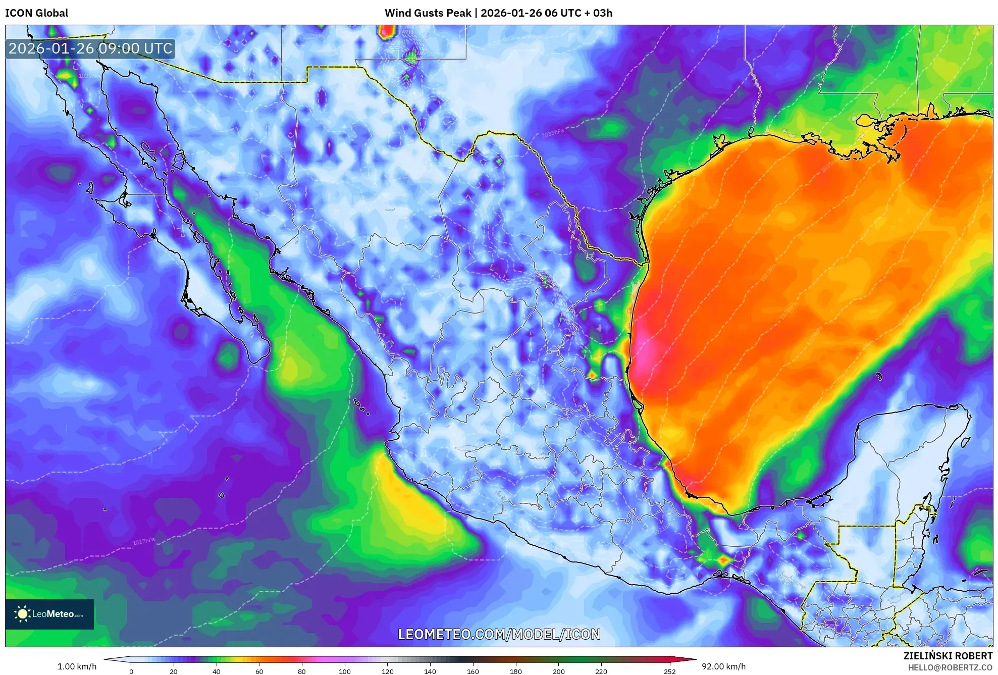 ICON model - Meksika, En Yüksek Rüzgâr
