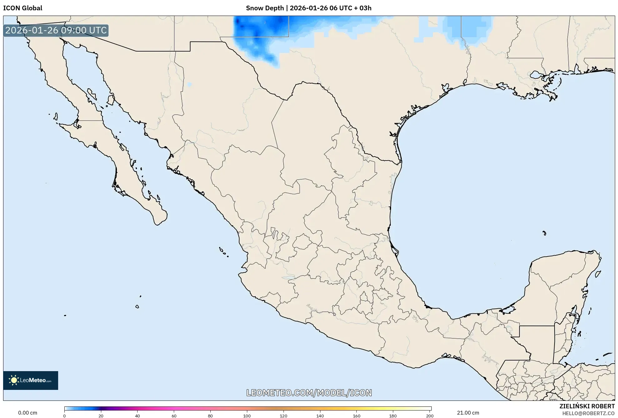 ICON model - Meksika, Kar Kalınlığı