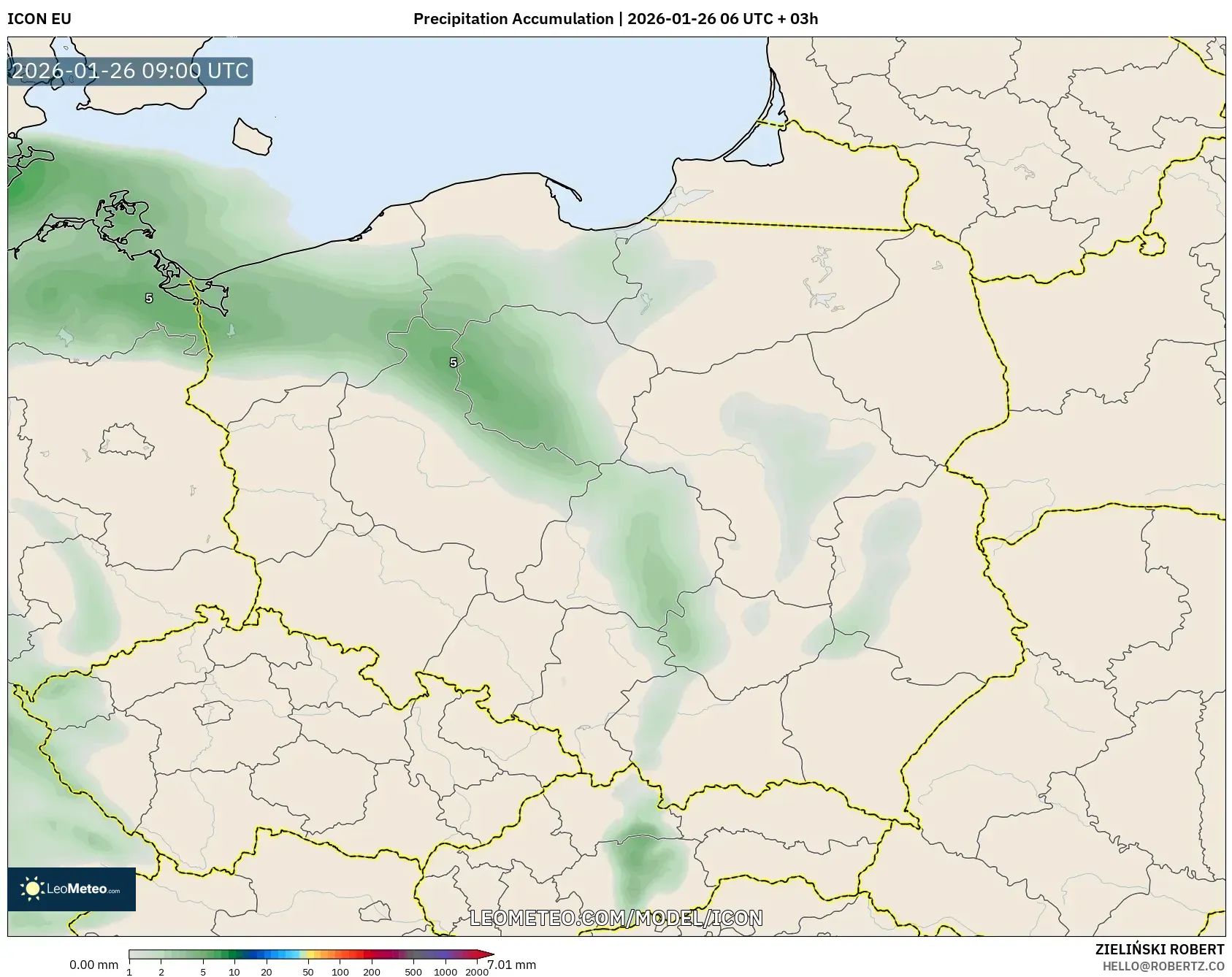ICON model - Polonya, Yağış Birikimi