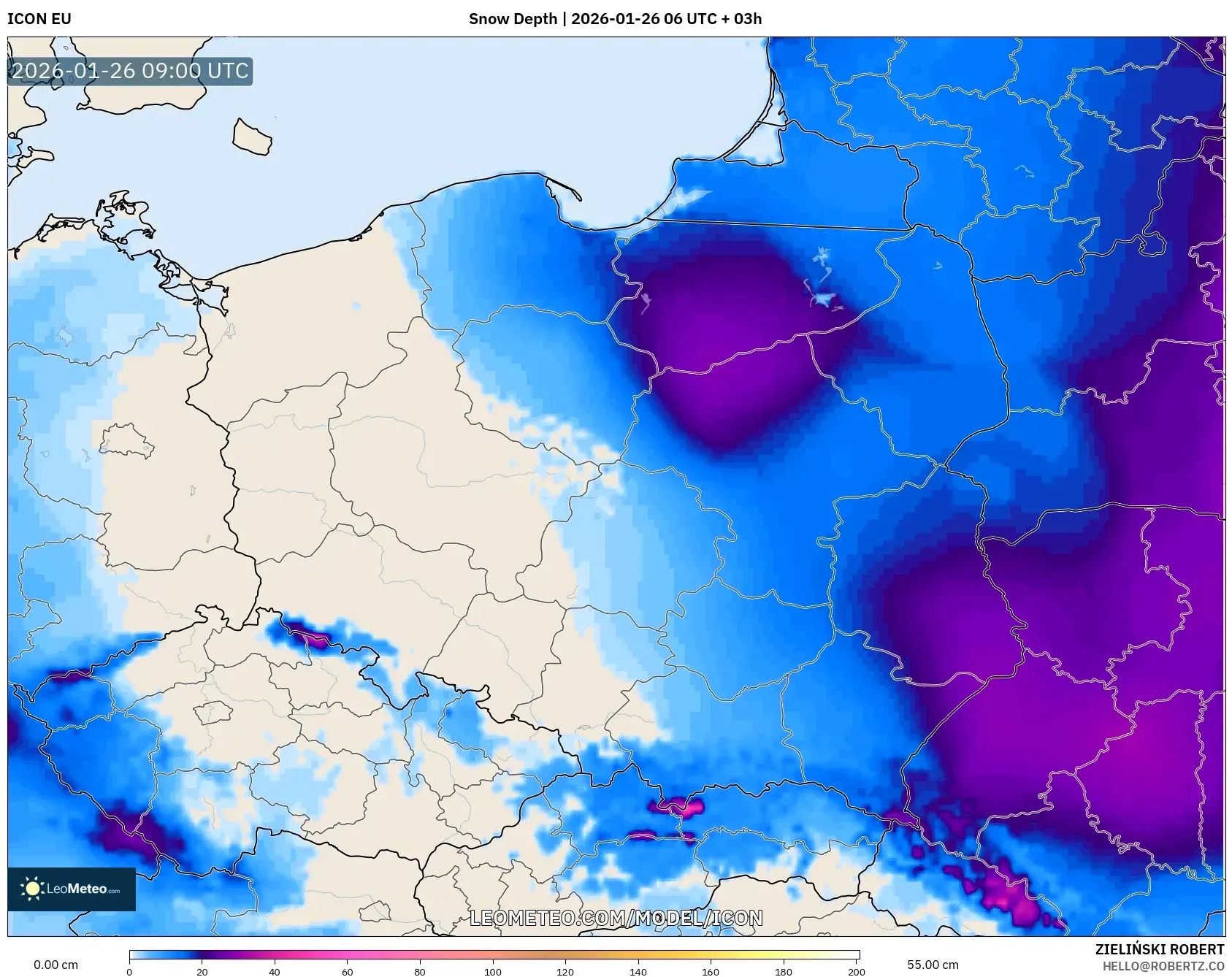 ICON model - Polonya, Kar Kalınlığı