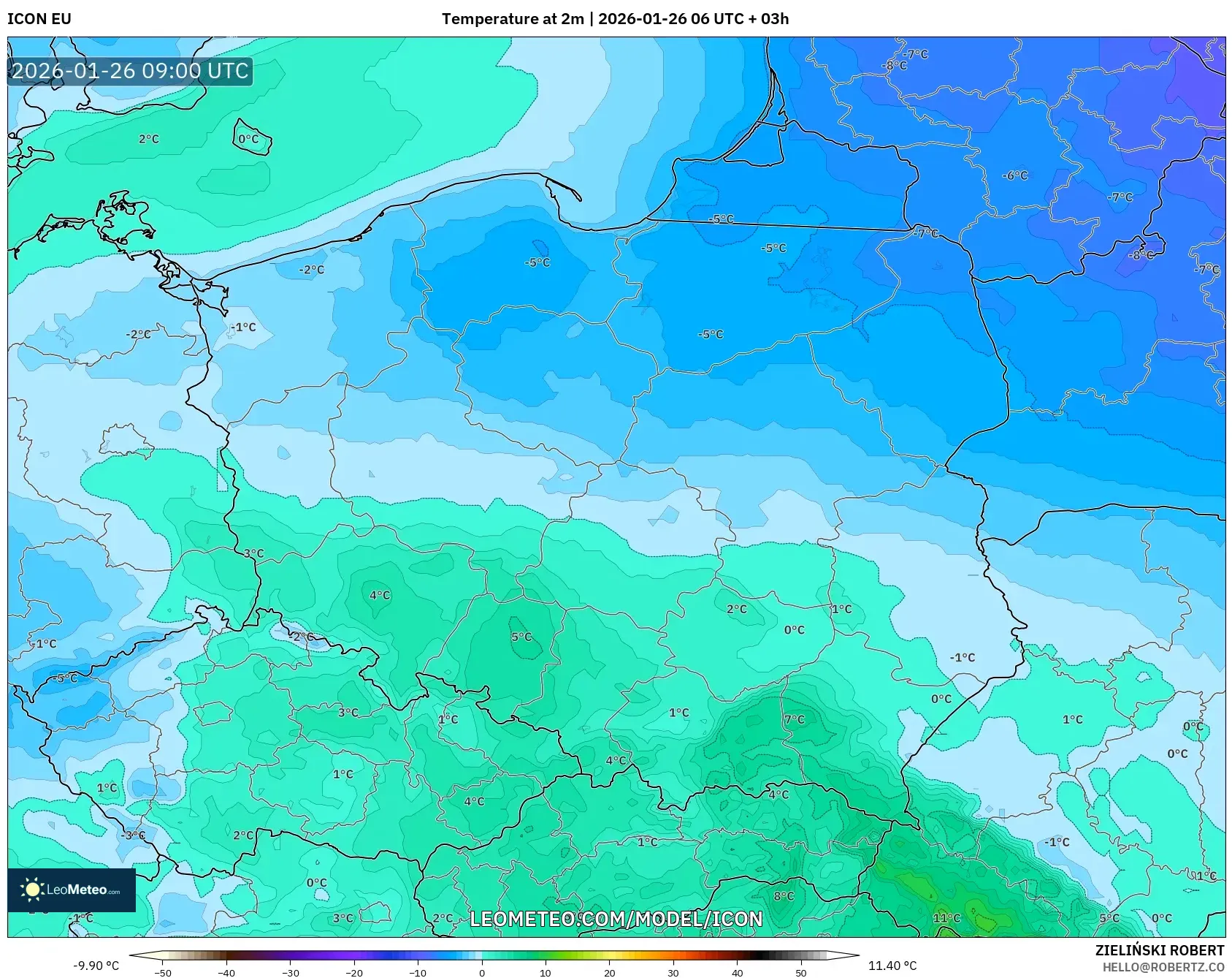 ICON model - Polonya, 2 m Sıcaklık