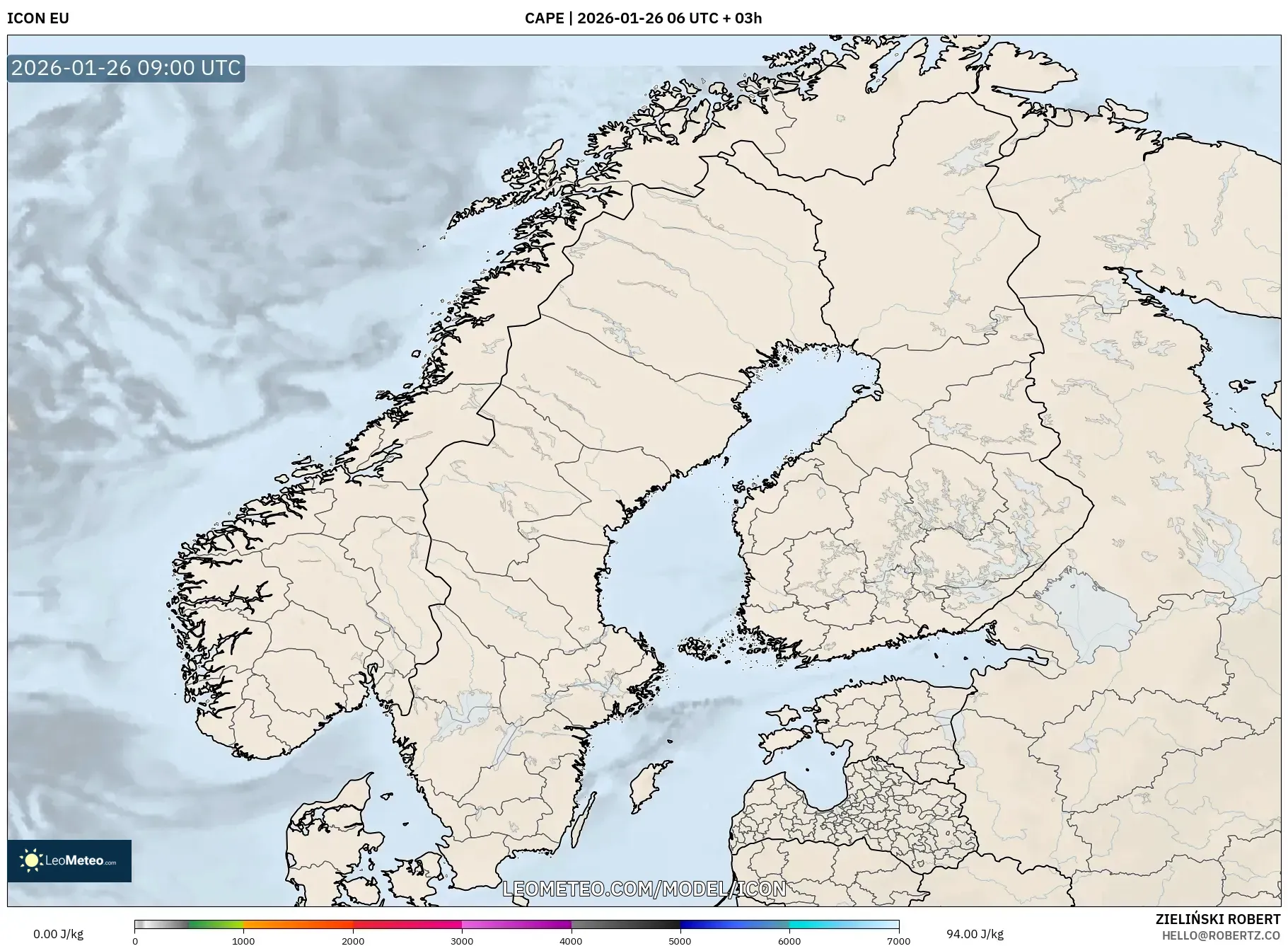 ICON model - İskandinavya, CAPE