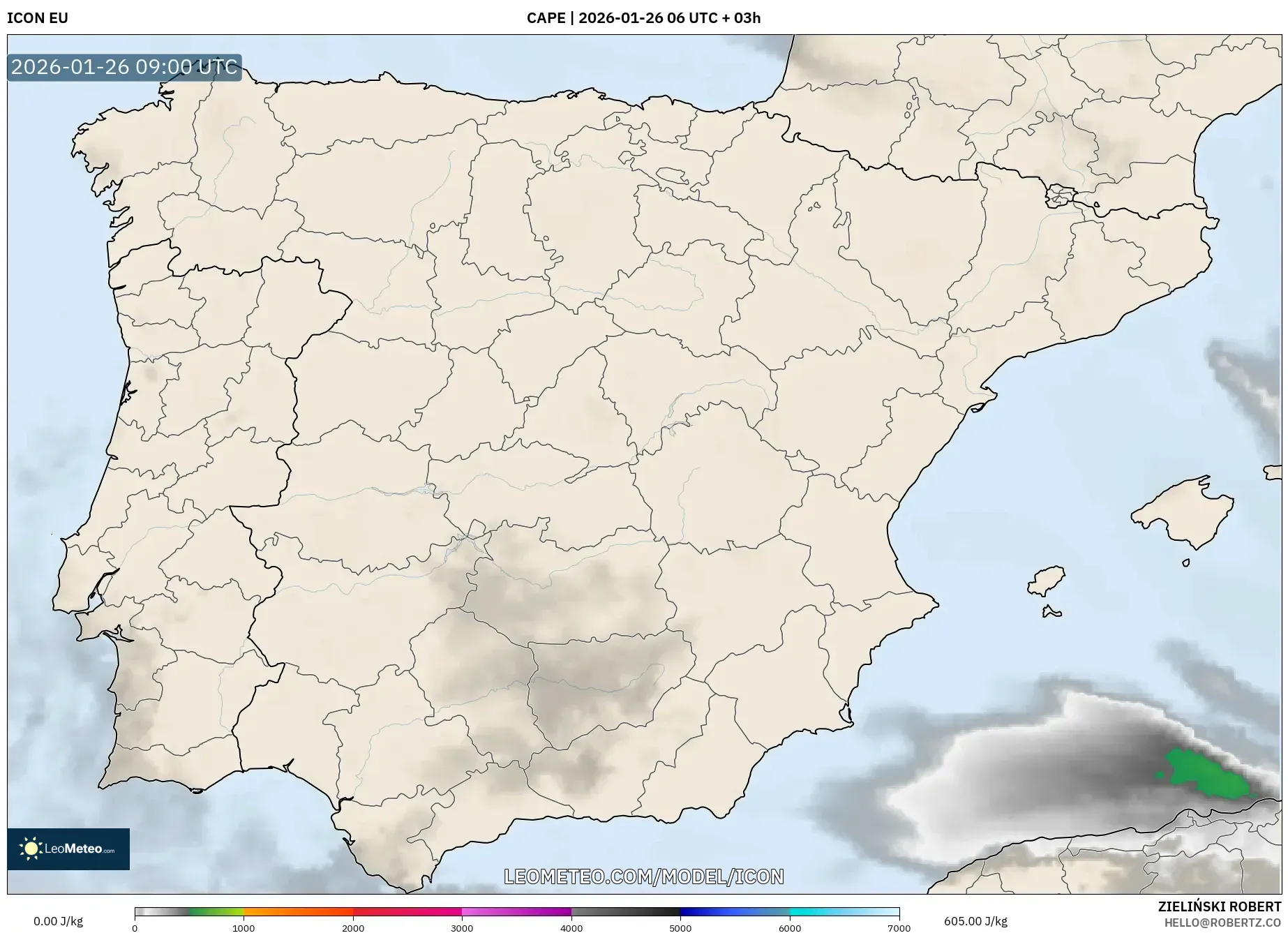 ICON model - İspanya, CAPE