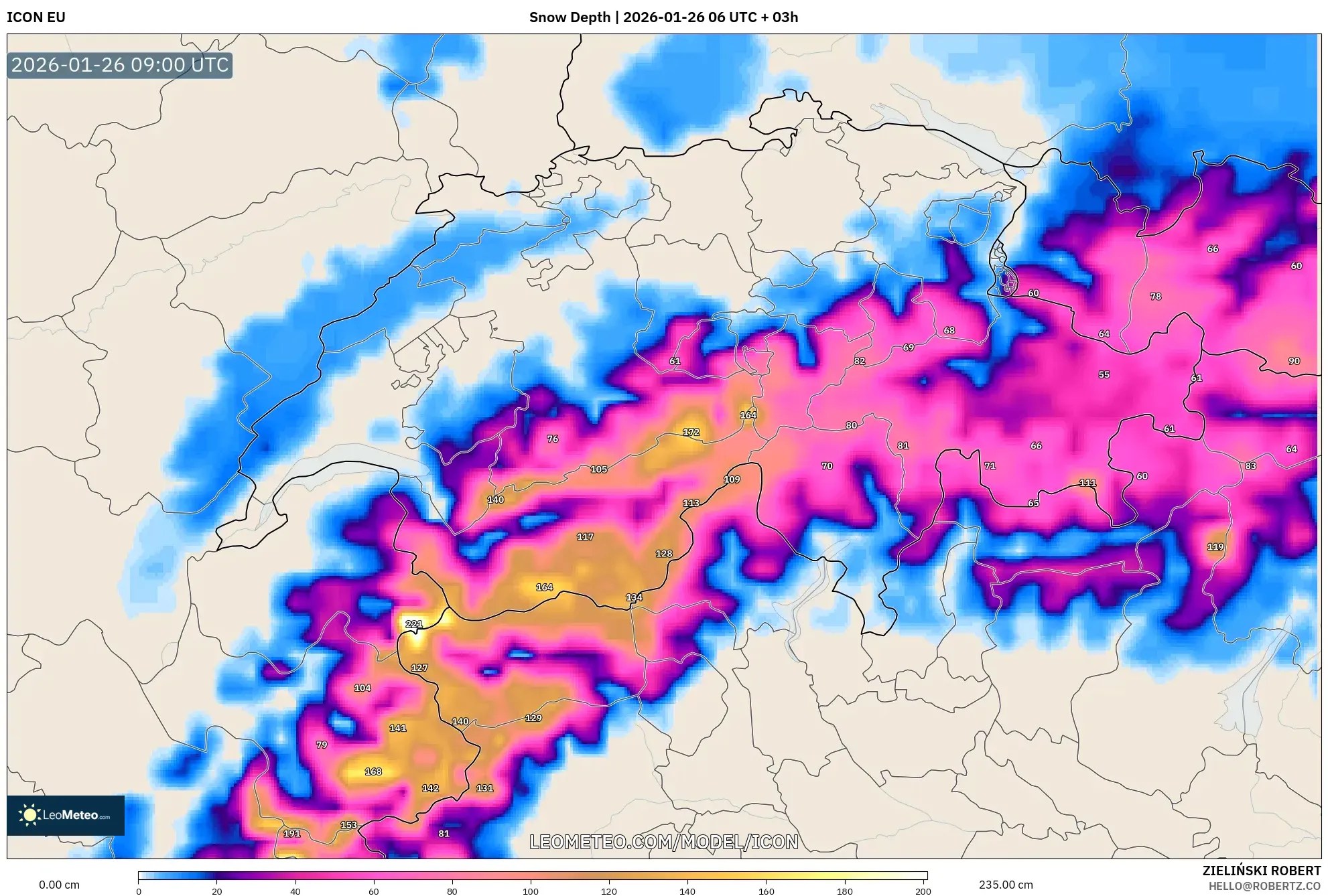 ICON model - İsviçre, Kar Kalınlığı