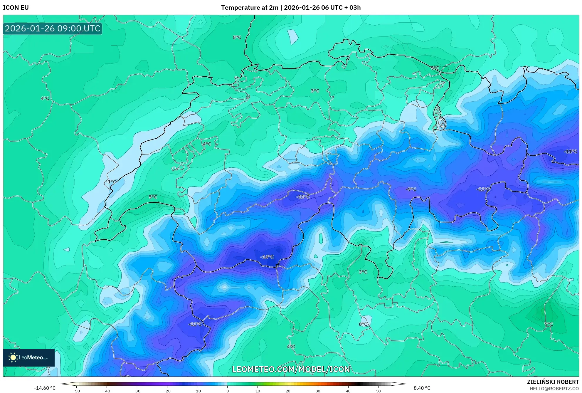 ICON model - İsviçre, 2 m Sıcaklık