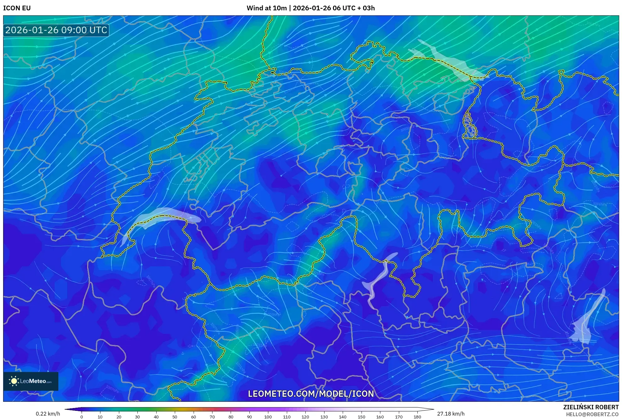 ICON model - İsviçre, 10 m Rüzgâr