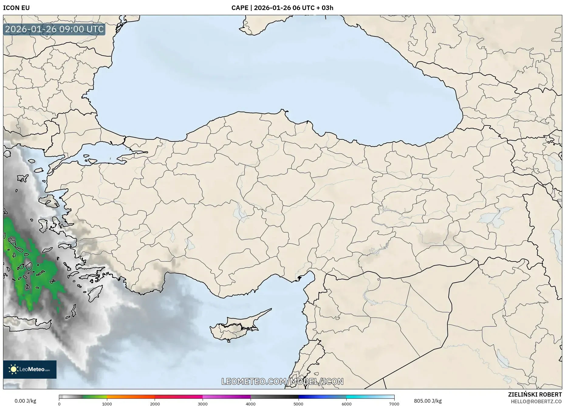 ICON model - Türkiye, CAPE