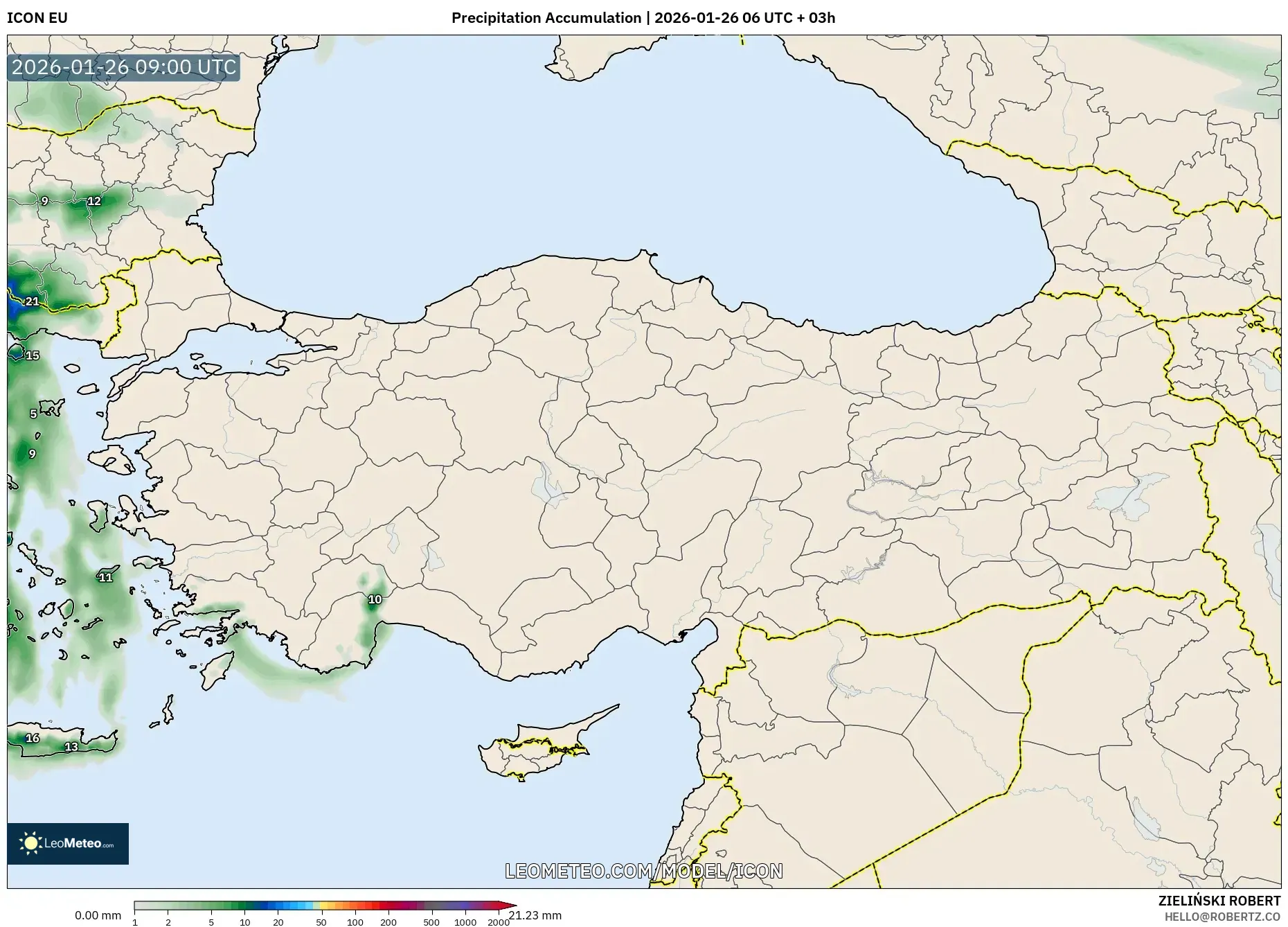 ICON model - Türkiye, Yağış Birikimi