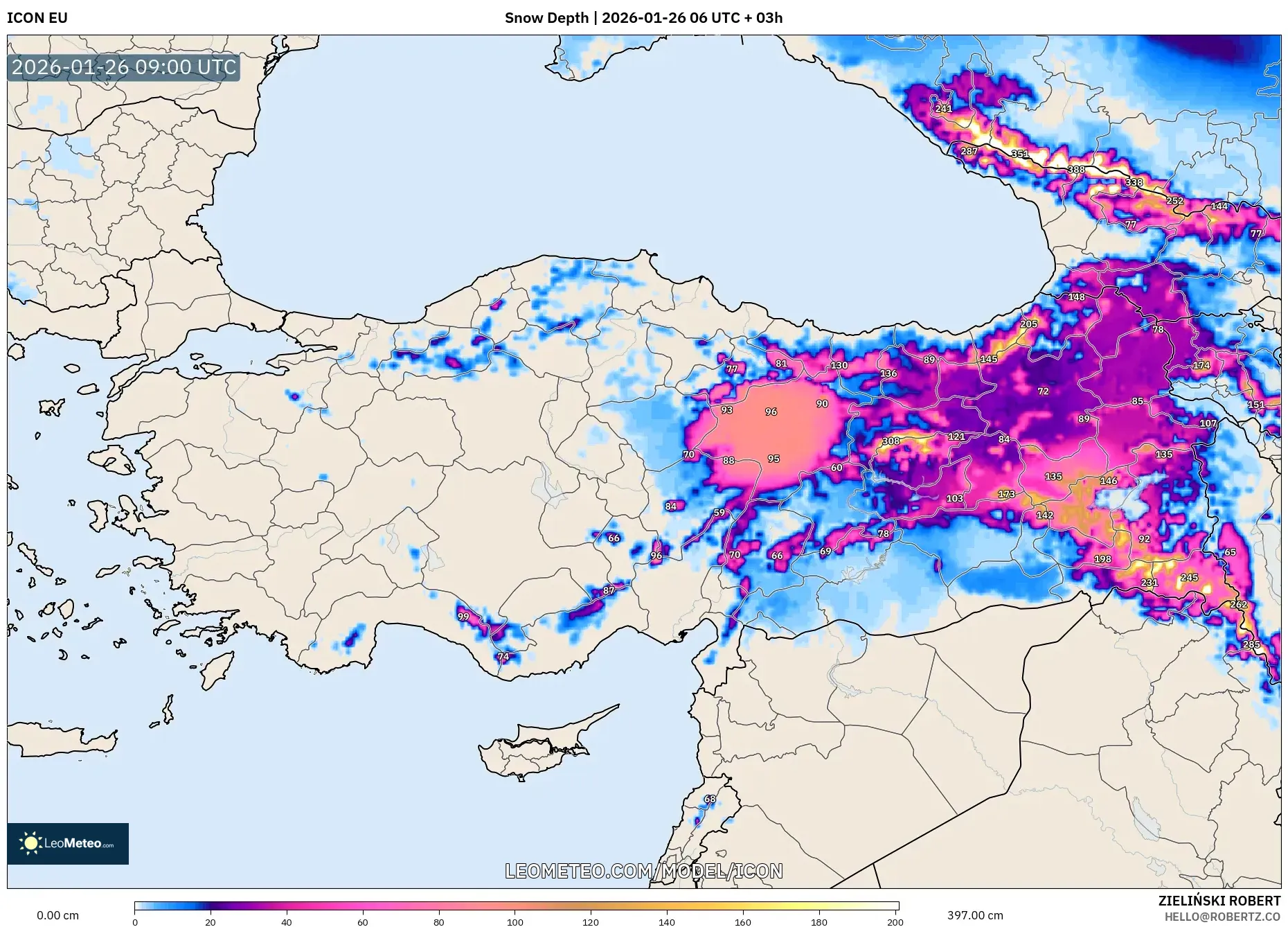 ICON model - Türkiye, Kar Kalınlığı