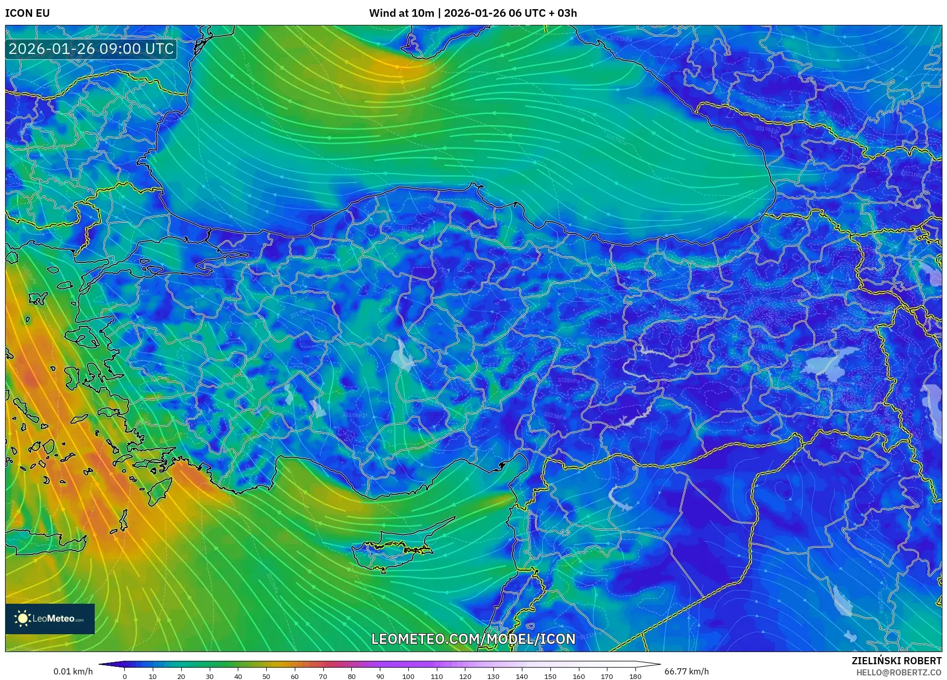 ICON model - Türkiye, 10 m Rüzgâr