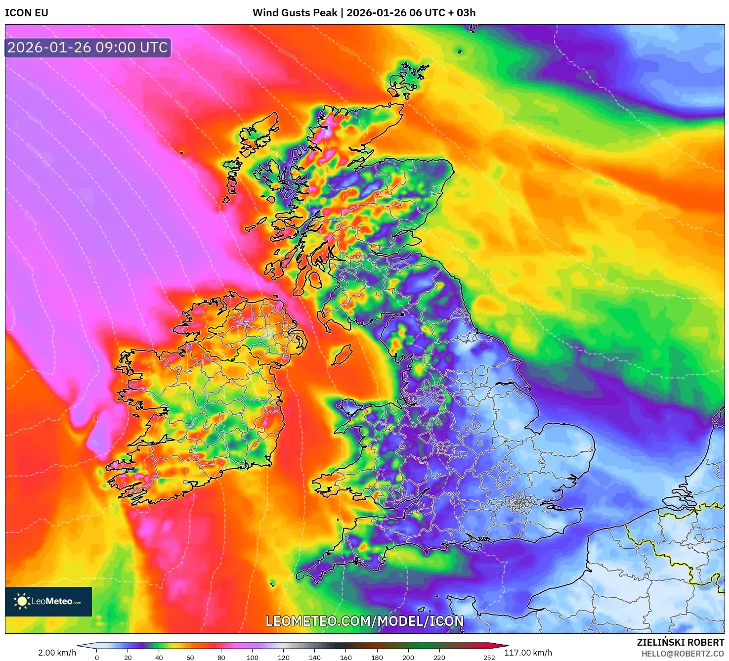ICON model - Birleşik Krallık, En Yüksek Rüzgâr