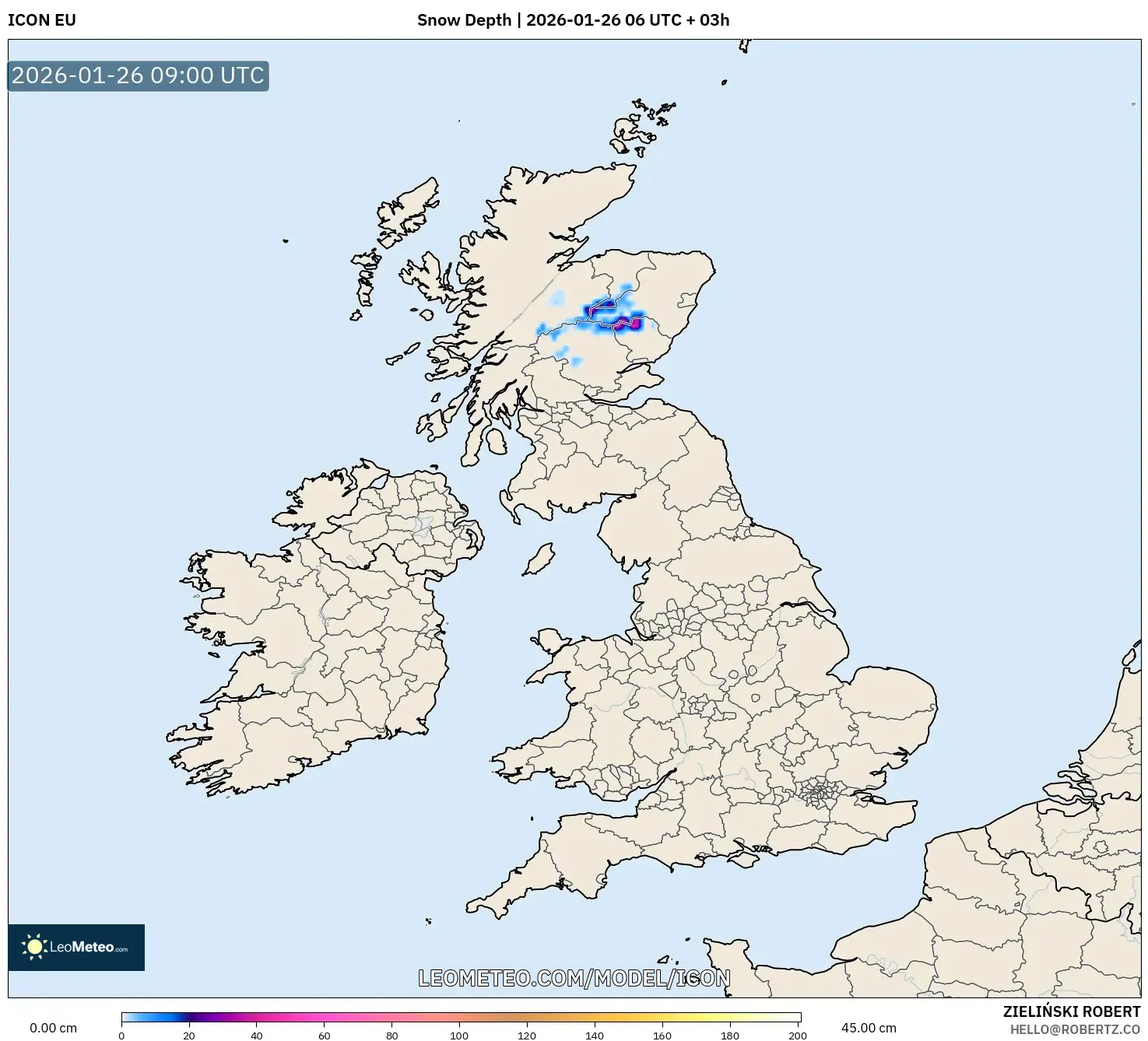 ICON model - Birleşik Krallık, Kar Kalınlığı