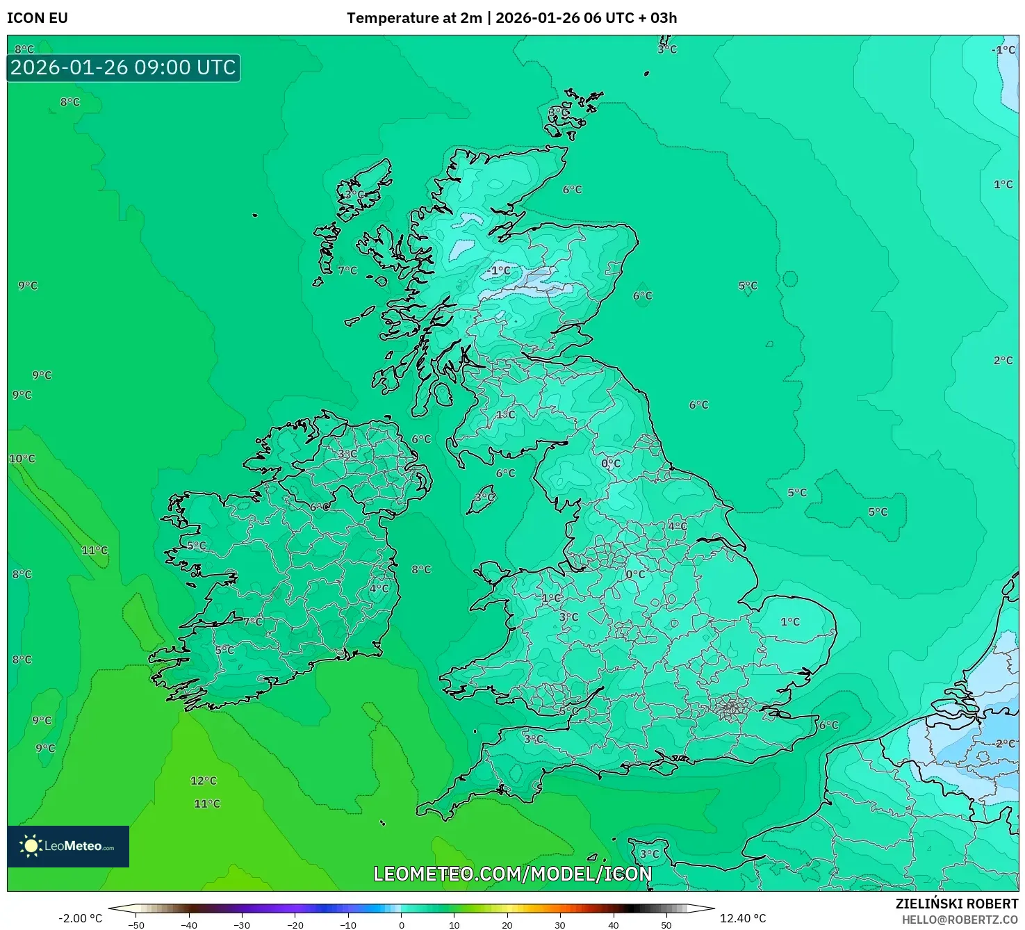 ICON model - Birleşik Krallık, 2 m Sıcaklık
