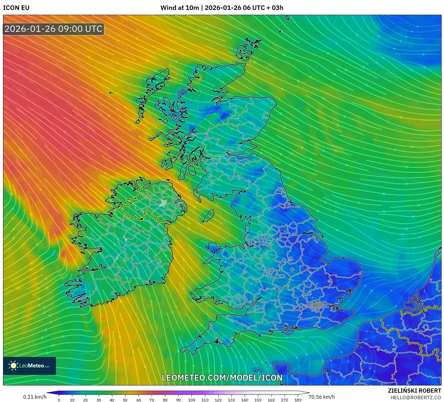 ICON model - Birleşik Krallık, 10 m Rüzgâr