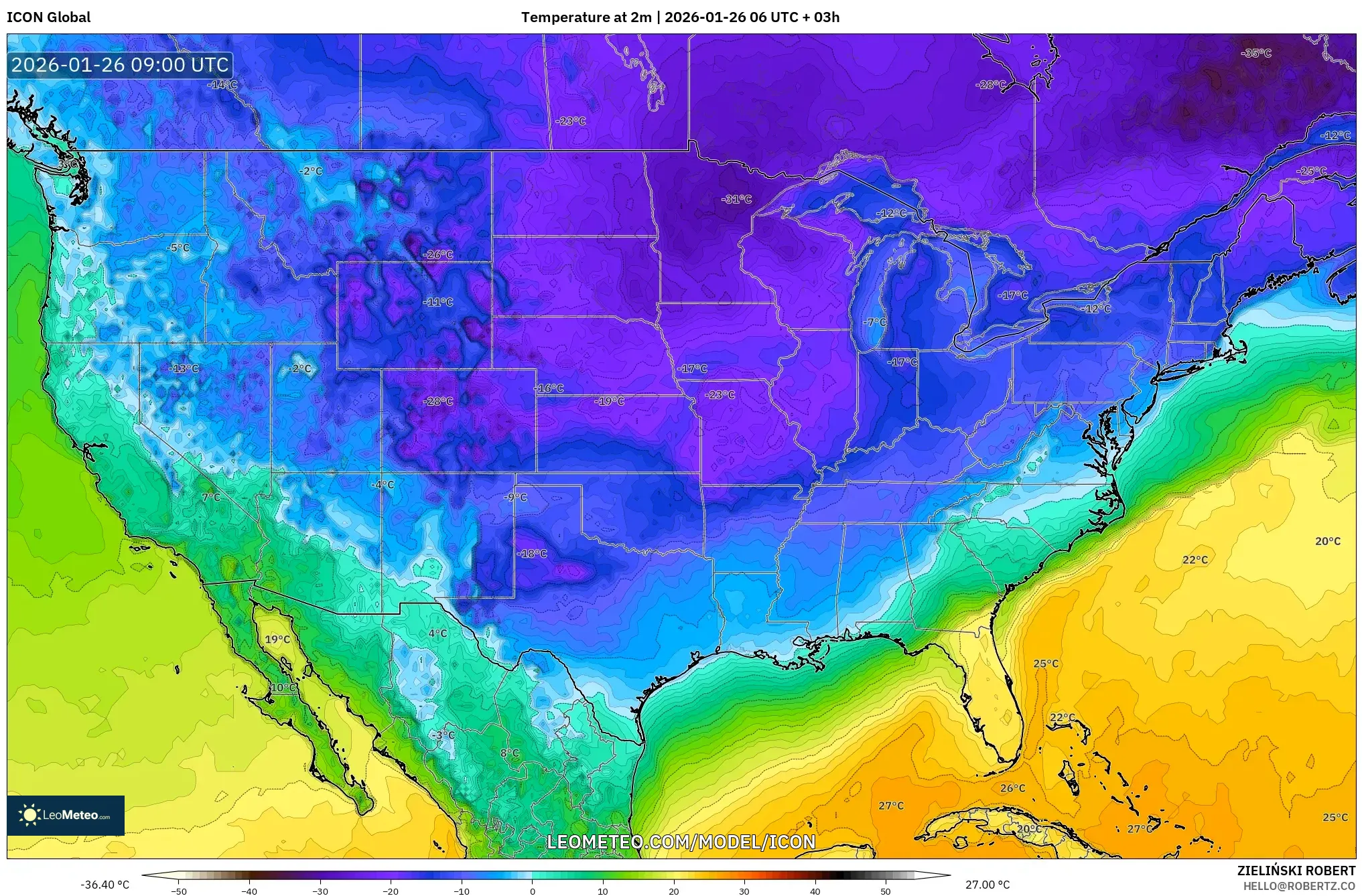 ICON model - Amerika Birleşik Devletleri, 2 m Sıcaklık