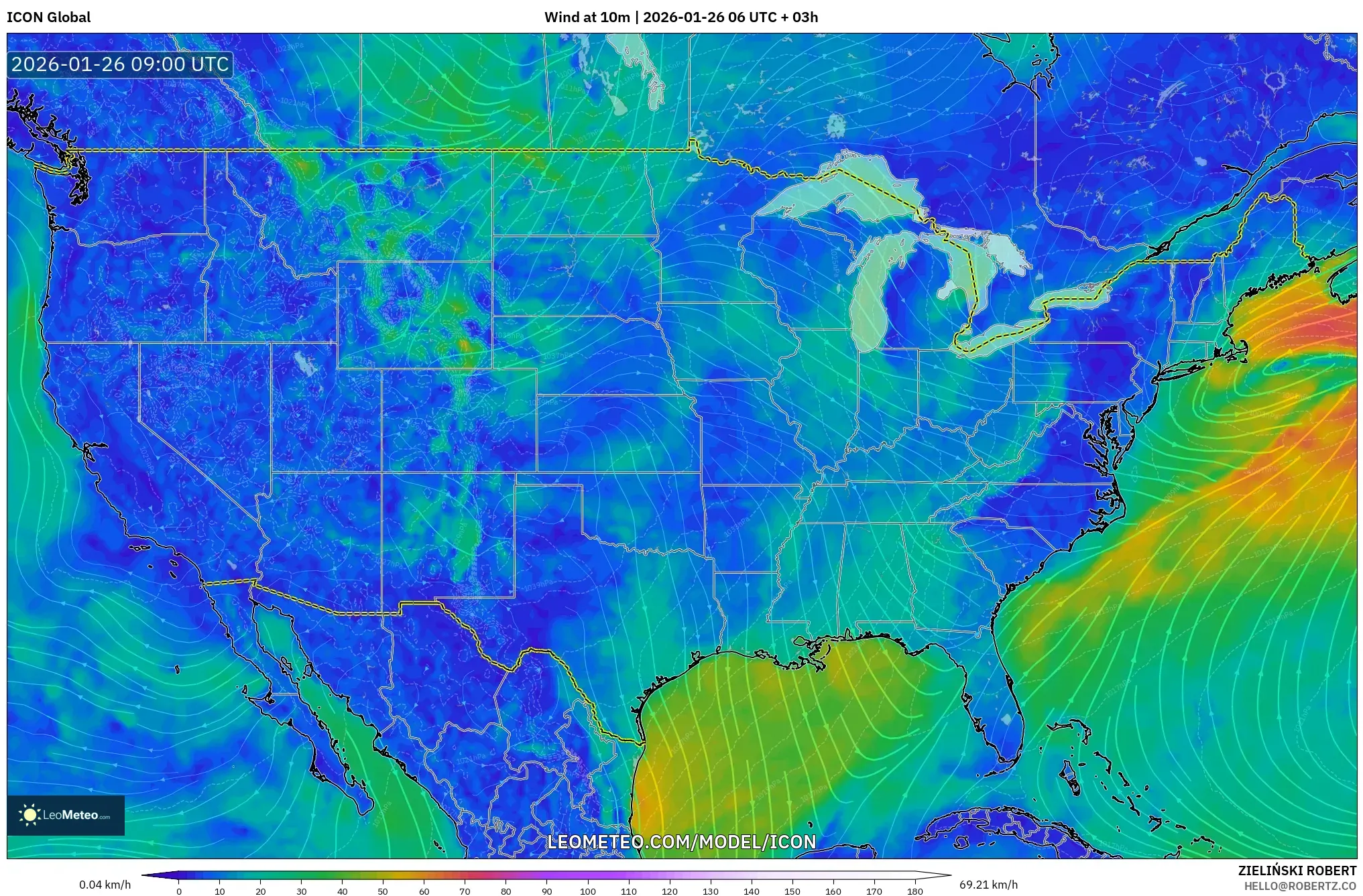 ICON model - Amerika Birleşik Devletleri, 10 m Rüzgâr