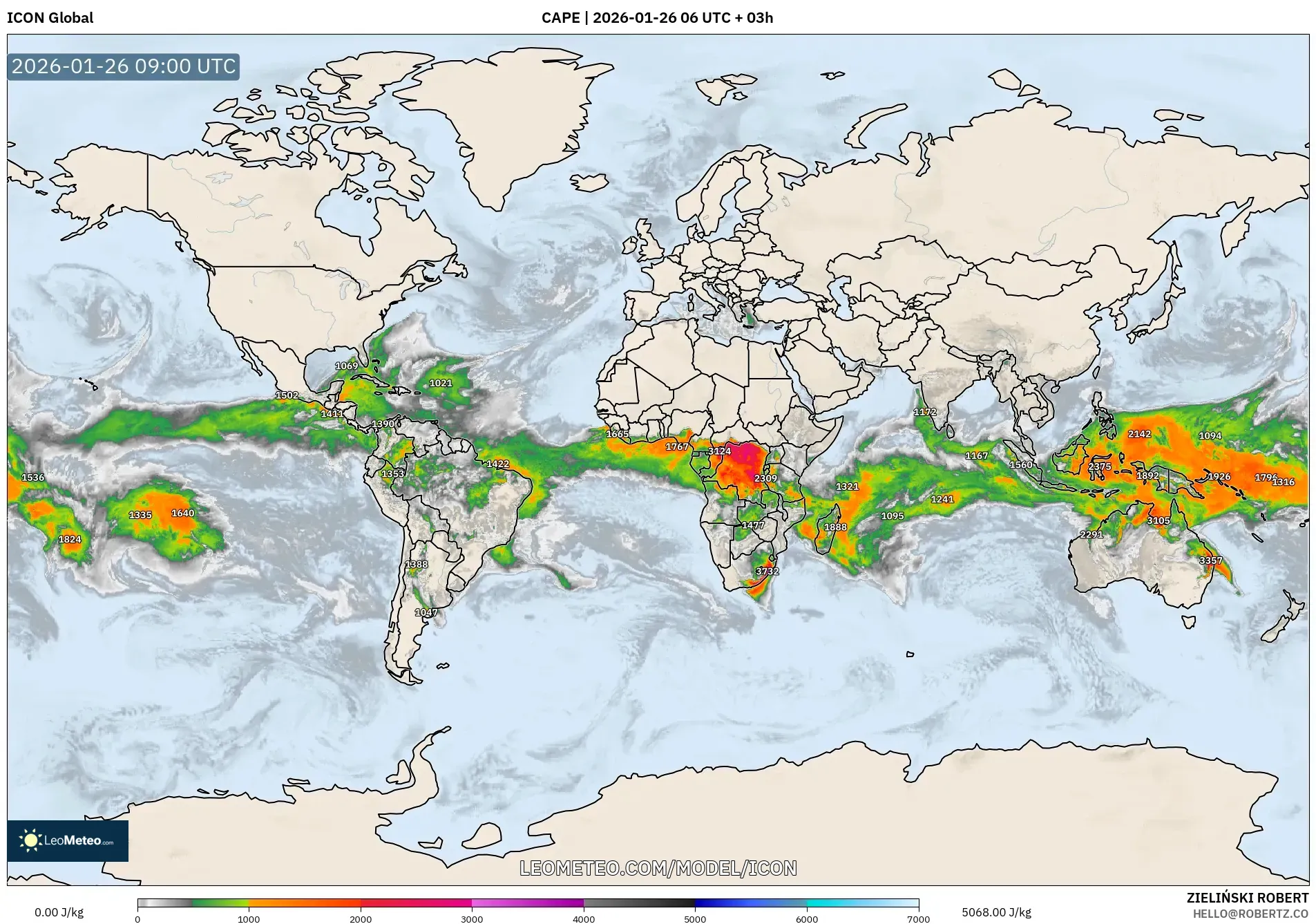 ICON model - Dünya, CAPE