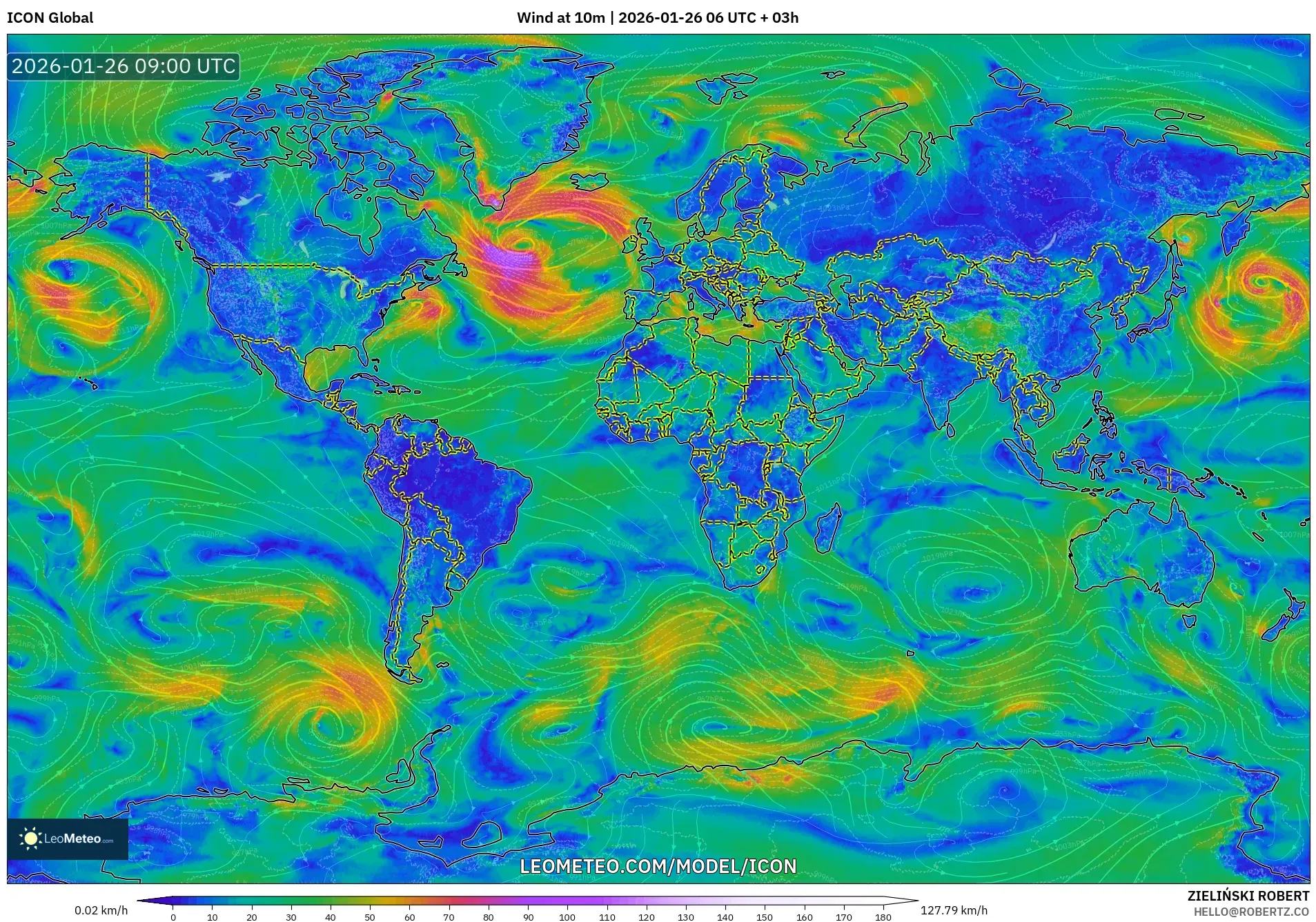 ICON model - Dünya, 10 m Rüzgâr