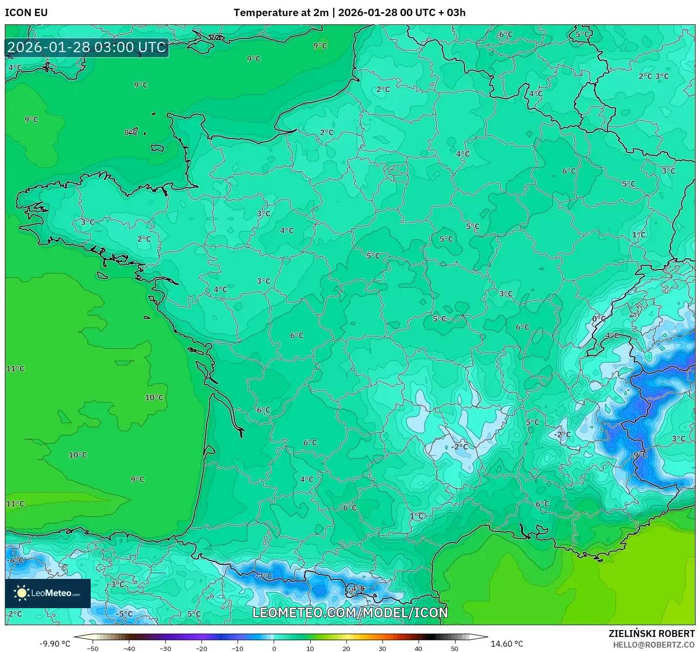 ICON model - Fransa, 2 m Sıcaklık
