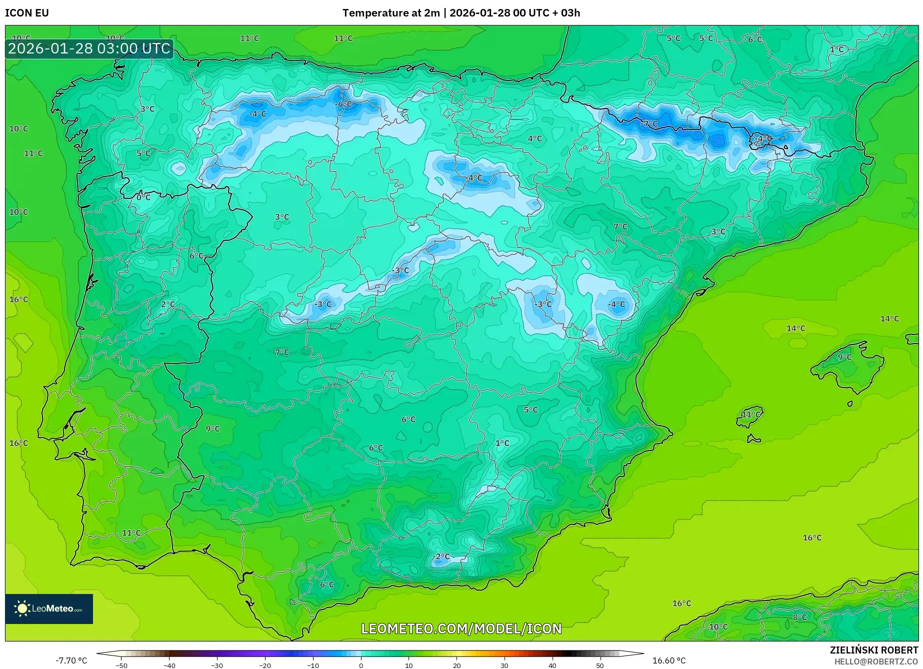 ICON model - İspanya, 2 m Sıcaklık