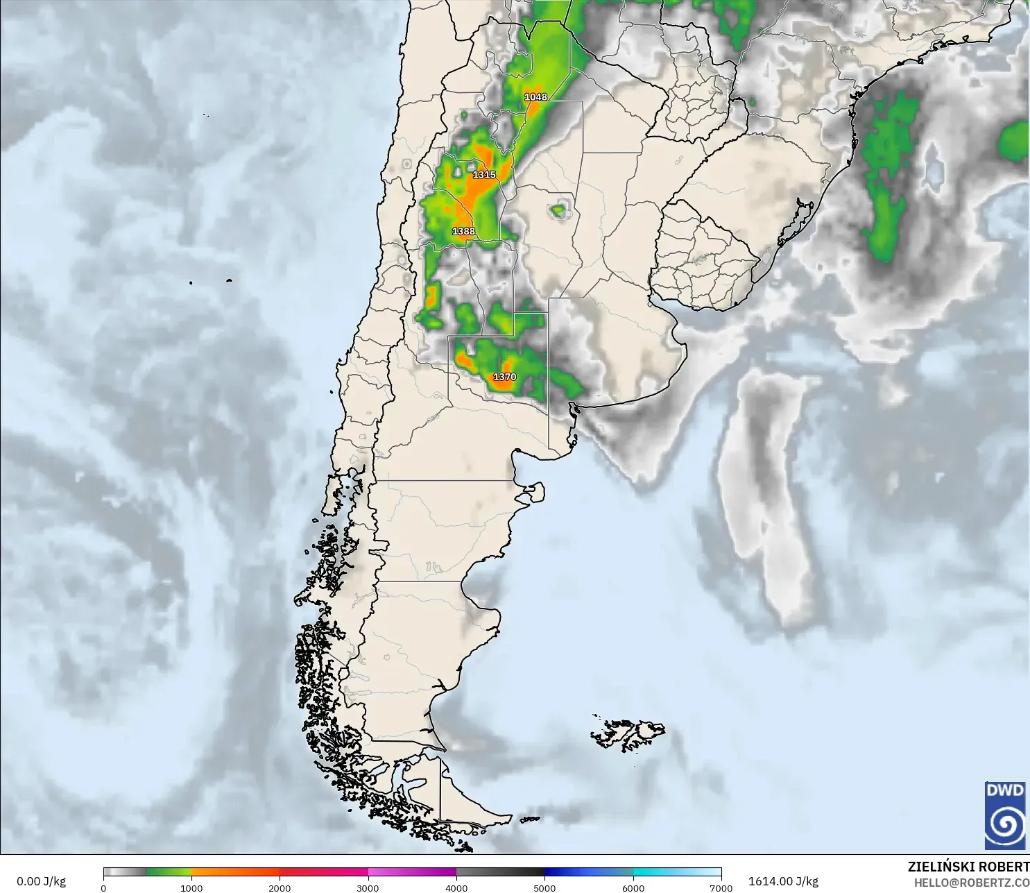 ICON model - Arjantin, CAPE