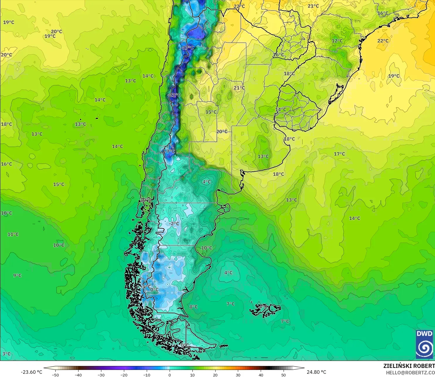 ICON model - Arjantin, 2 m Çiy Noktası