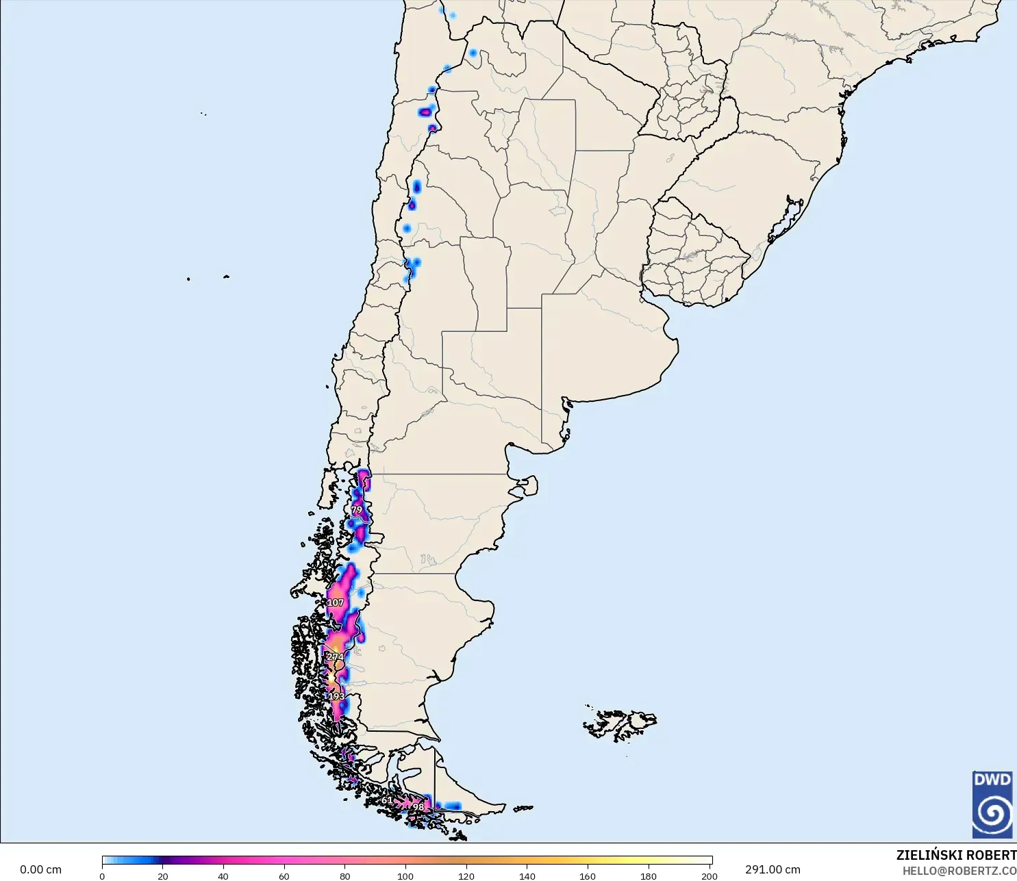 ICON model - Arjantin, Kar Kalınlığı