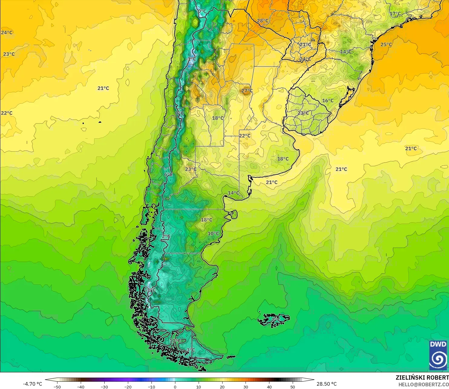 ICON model - Arjantin, 2 m Sıcaklık
