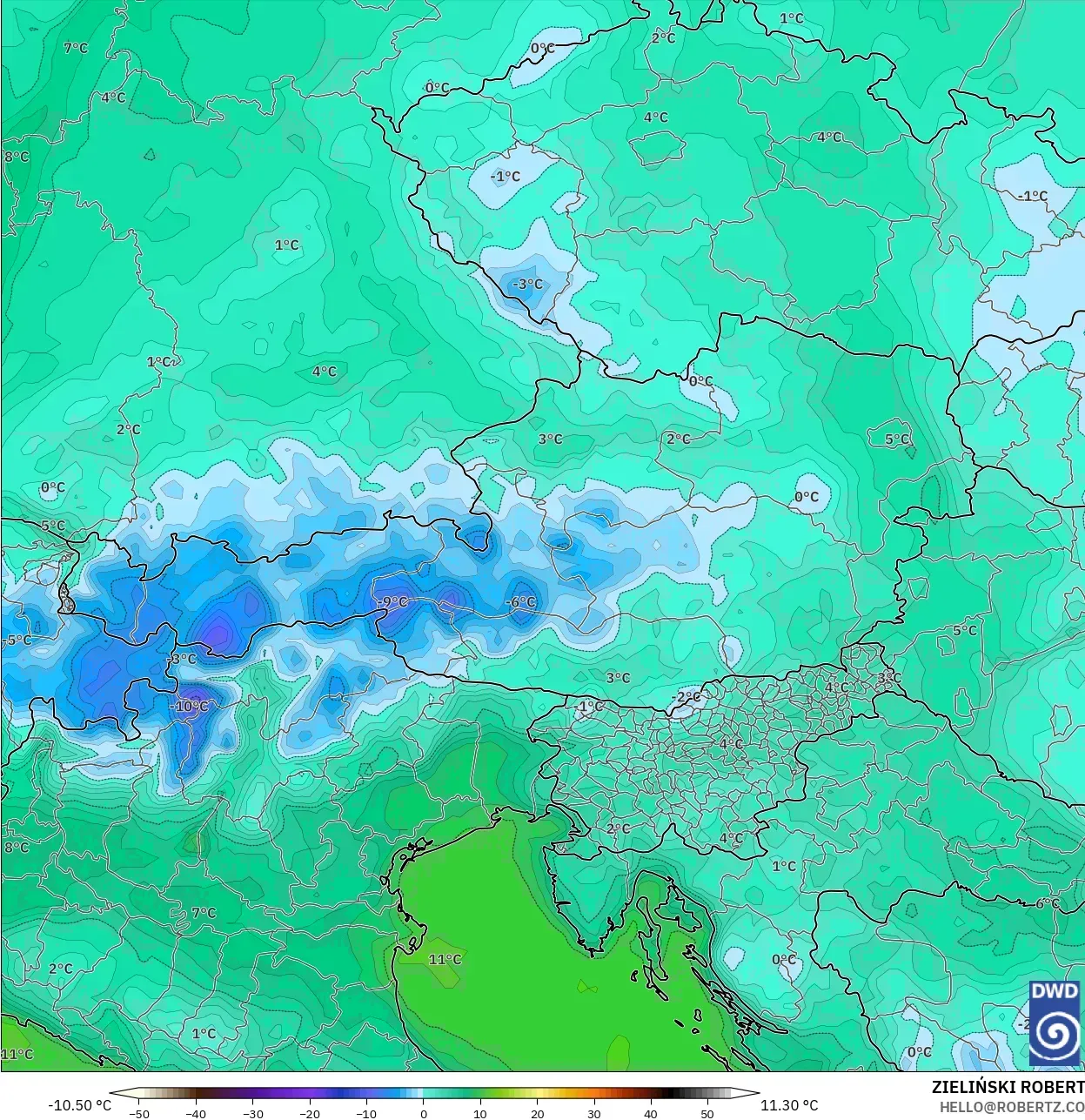 ICON model - Avusturya, 2 m Çiy Noktası