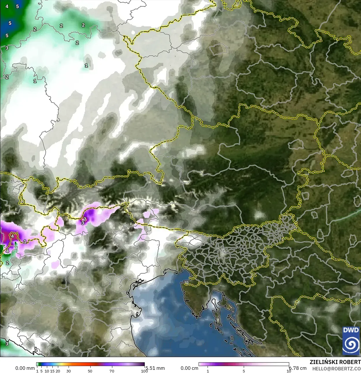 ICON model - Avusturya, Yağış, Bulut ve Basınç