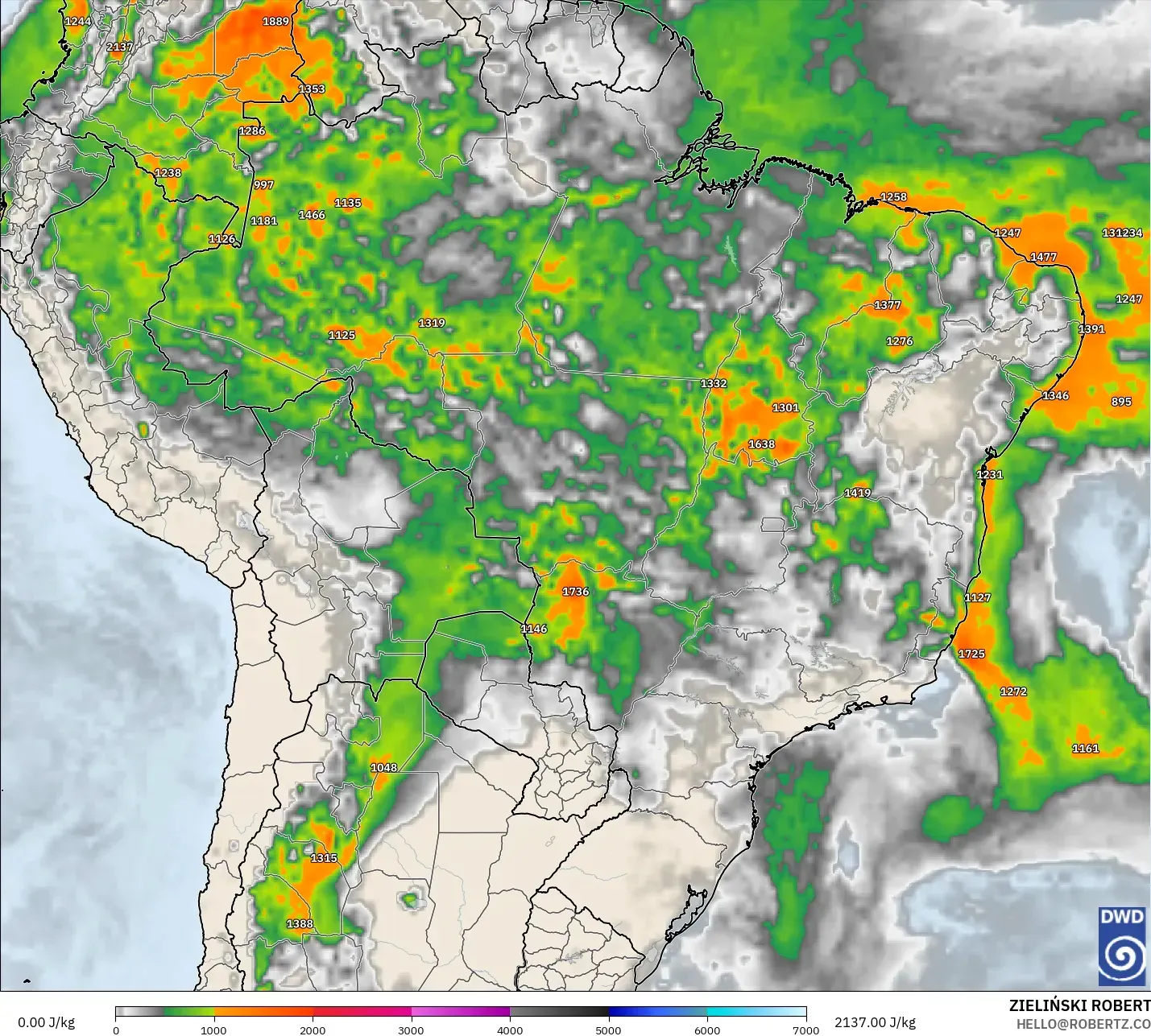 ICON model - Brezilya, CAPE